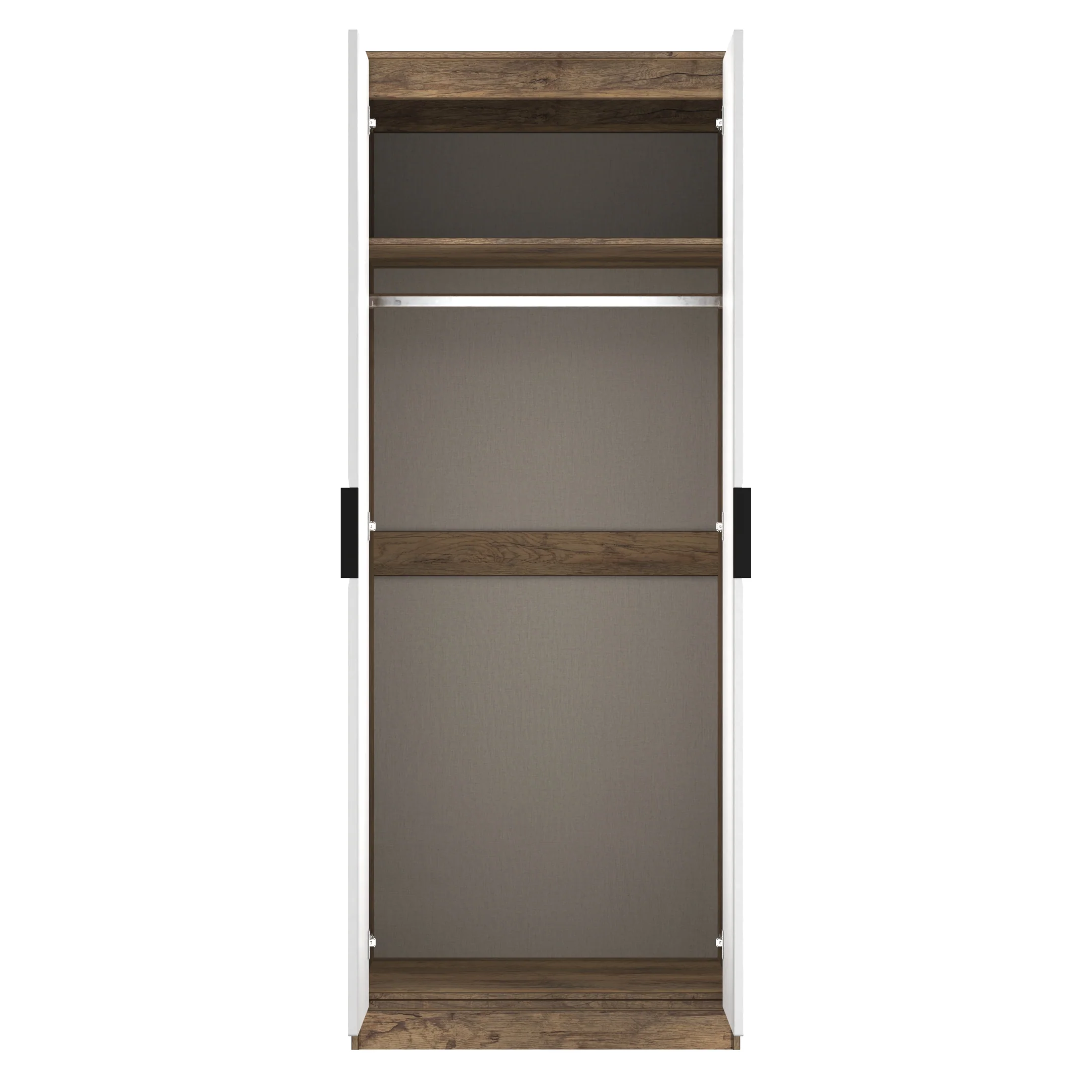 Harlequin Double Wardrobe in White Matt & Vintage Oak - Ready Assembled - Image 7