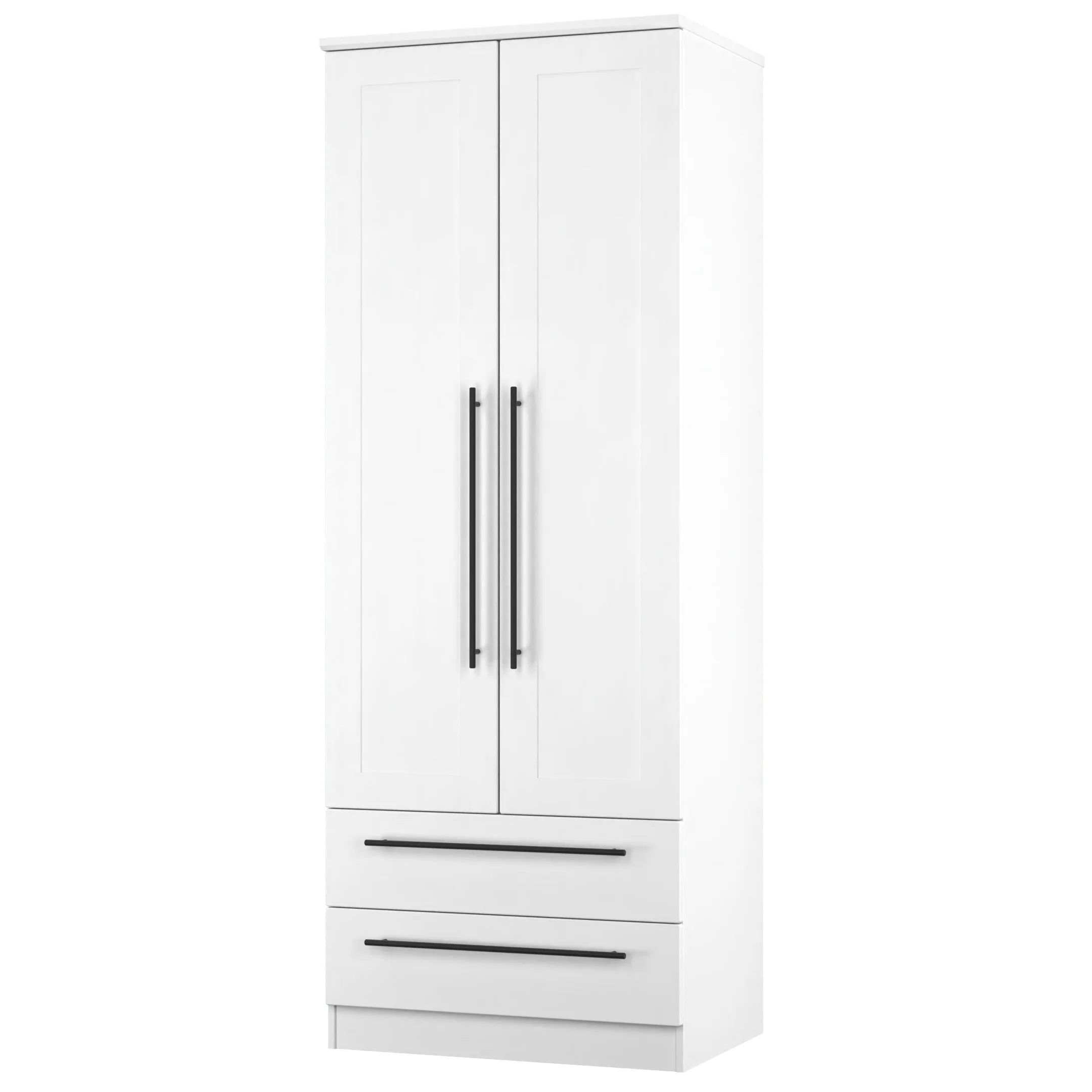 Harrow Ready Assembled 2 Door 2 Drawer Wardrobe in White Ash - Image 4