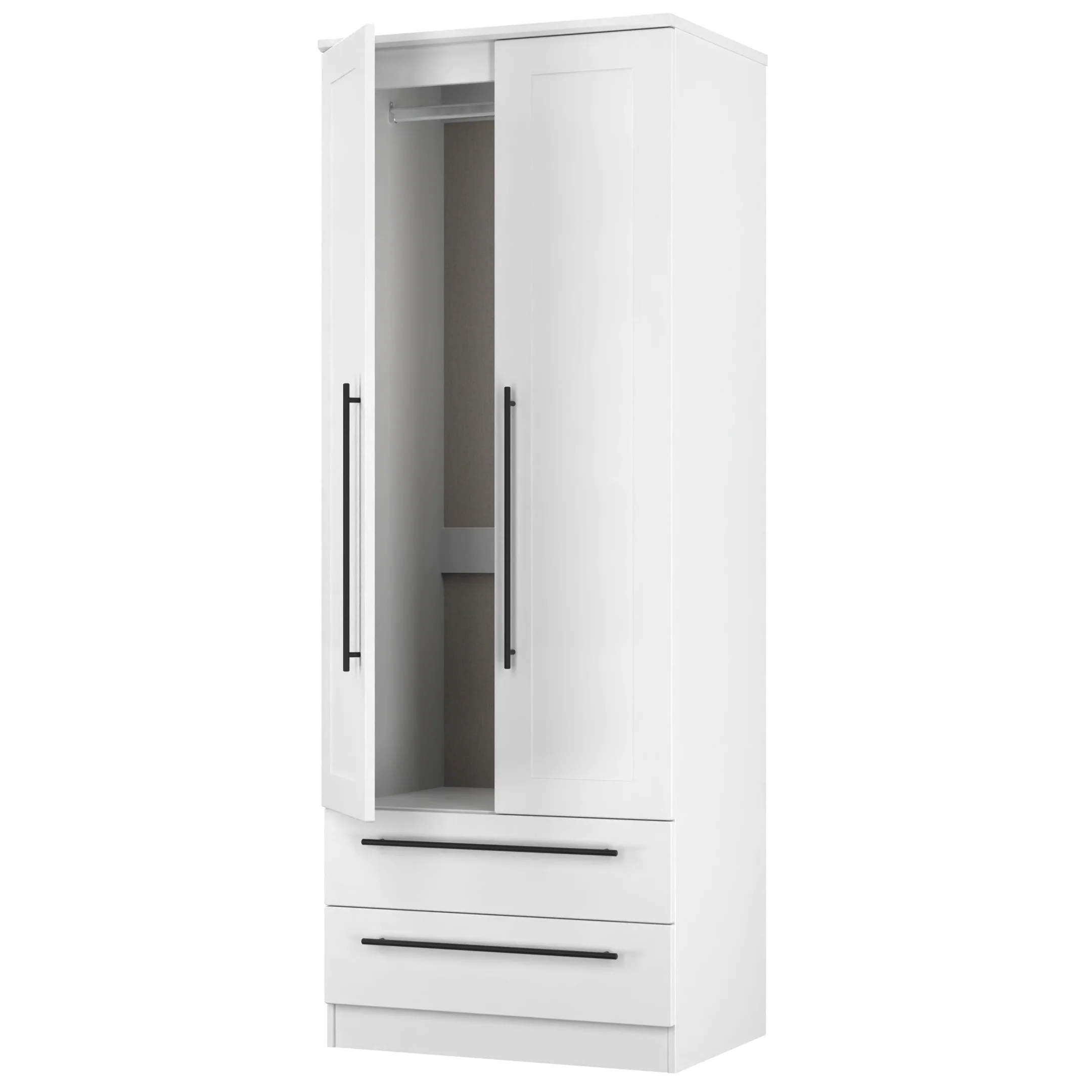 Harrow Ready Assembled 2 Door 2 Drawer Wardrobe in White Ash - Image 6