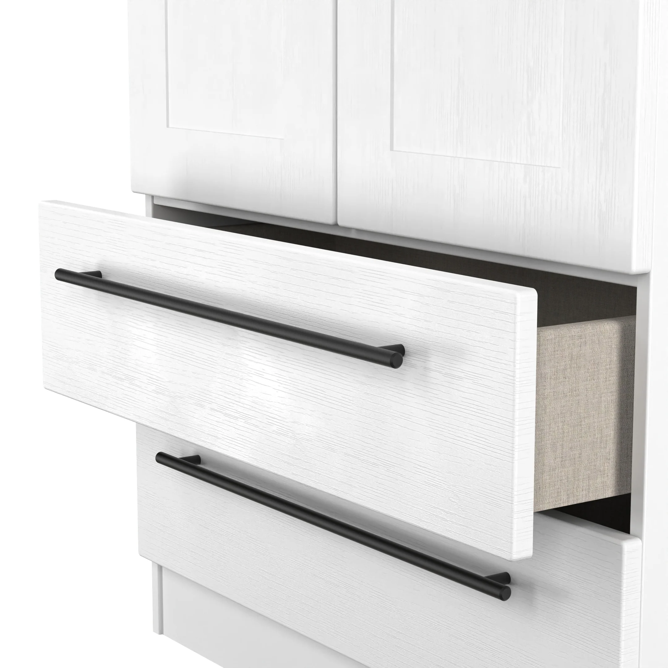Harrow Ready Assembled 2 Door 2 Drawer Wardrobe in White Ash - Image 7