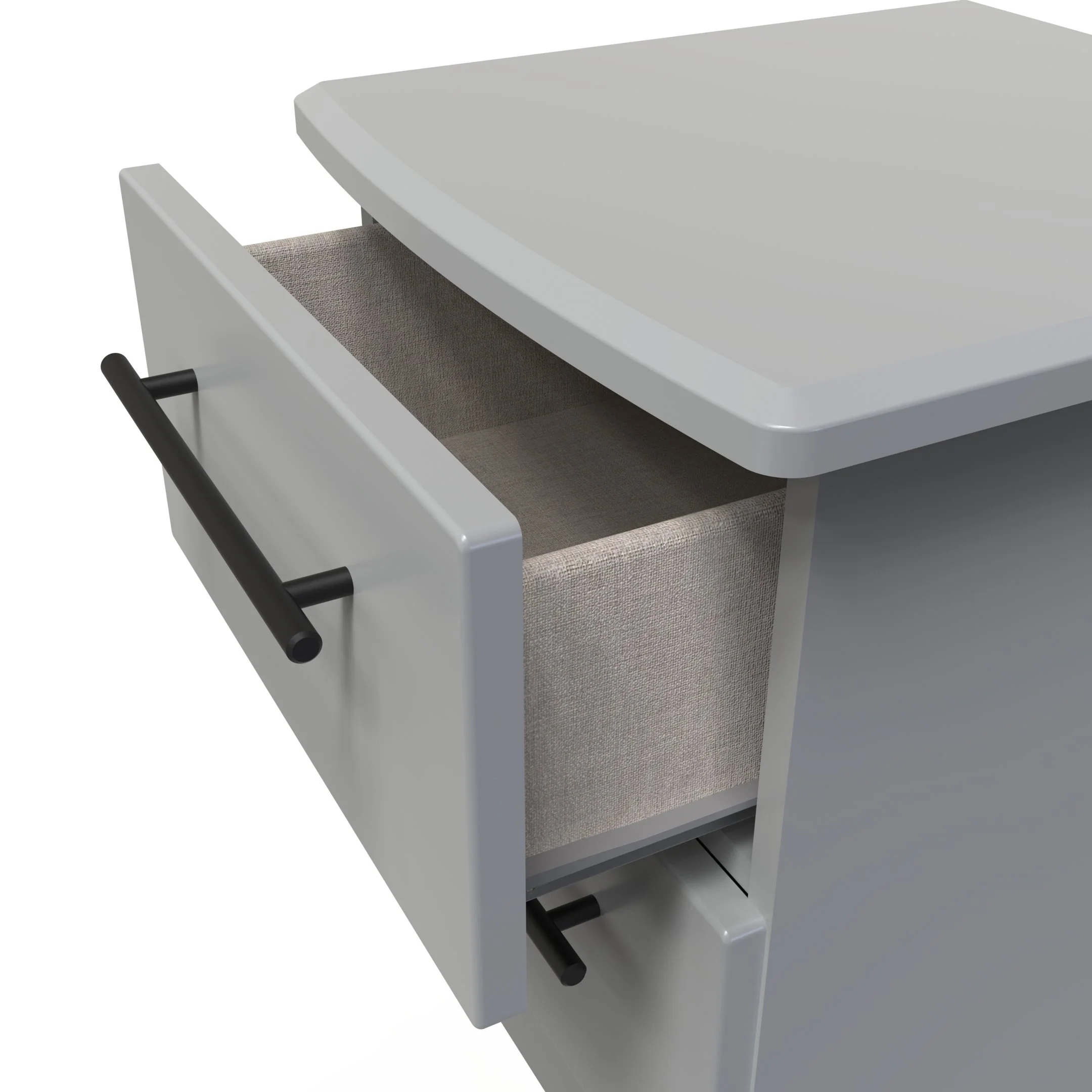 Harrow Ready Assembled 2 Drawer Bedside Cabinet in Dusk Grey - Image 5