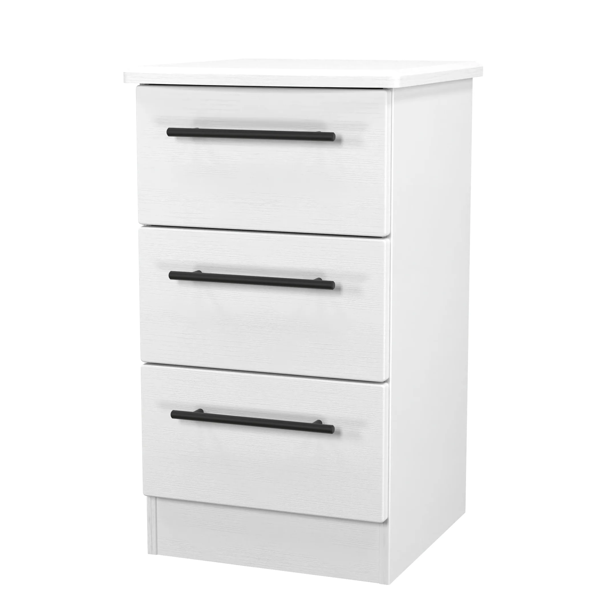 Harrow Ready Assembled 3 Drawer Bedside Cabinet in White Ash - Image 4
