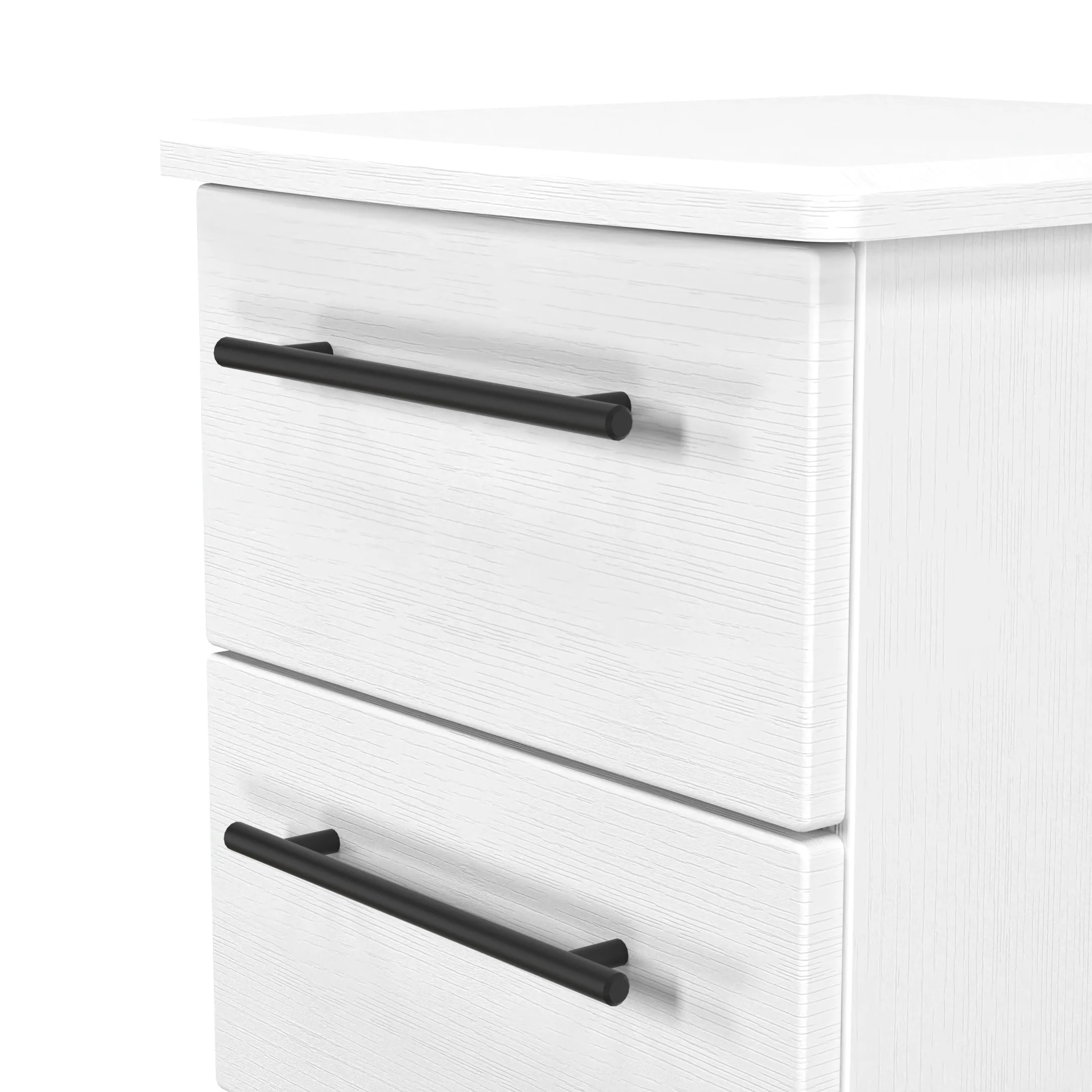 Harrow Ready Assembled 3 Drawer Bedside Cabinet in White Ash - Image 5