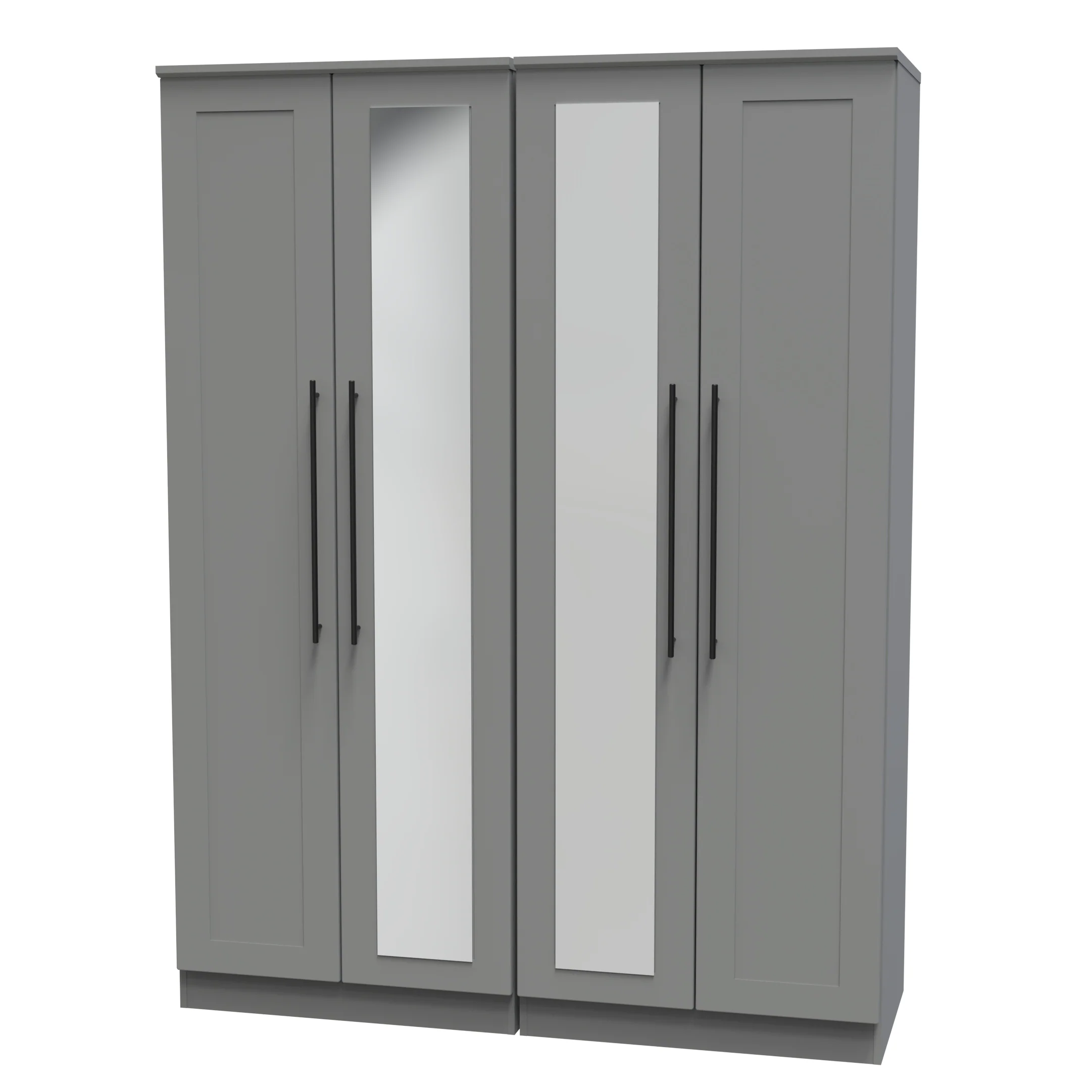 Harrow Ready Assembled Tall 4 Door 2 Centre Mirrors in Dusk Grey - Image 3