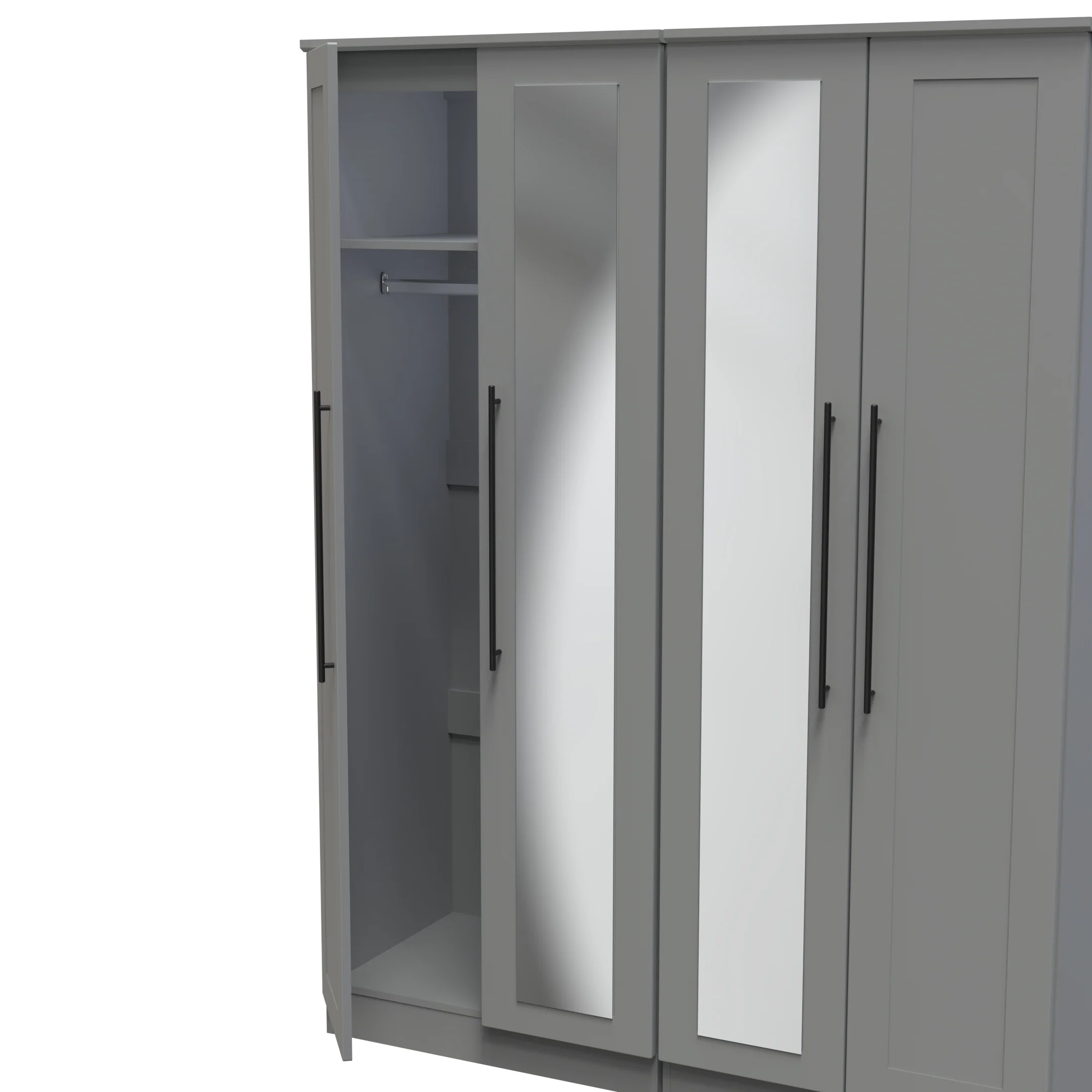 Harrow Ready Assembled Tall 4 Door 2 Centre Mirrors in Dusk Grey - Image 5