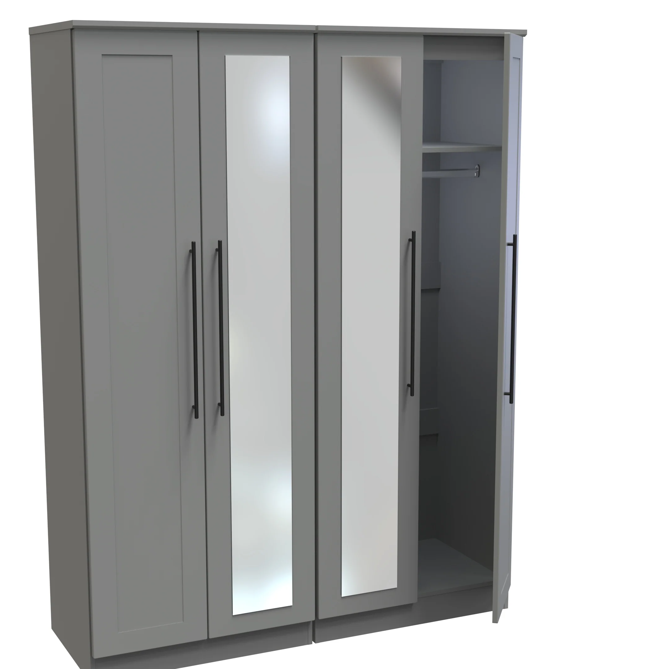 Harrow Ready Assembled Tall 4 Door 2 Centre Mirrors in Dusk Grey - Image 6