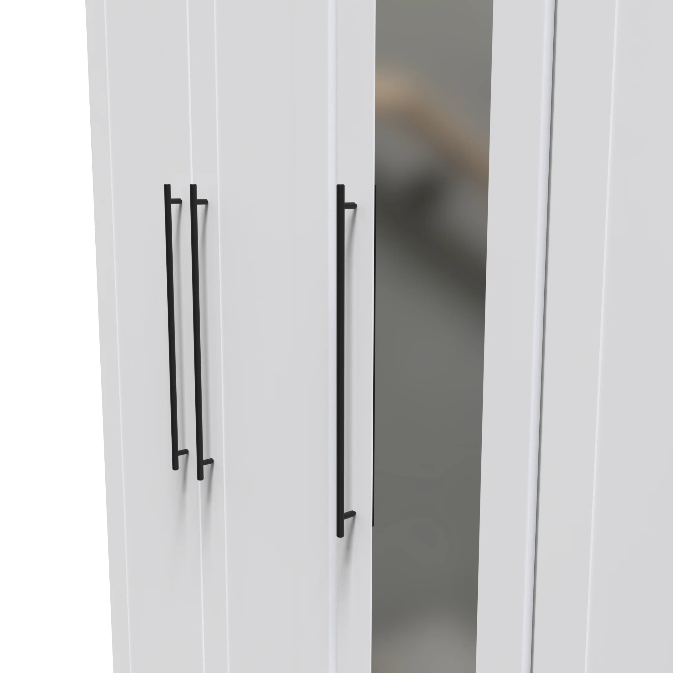 Harrow Ready Assembled Tall 5 Door 2 Drawer 1 Mirror Wardrobe in White Ash - Image 5