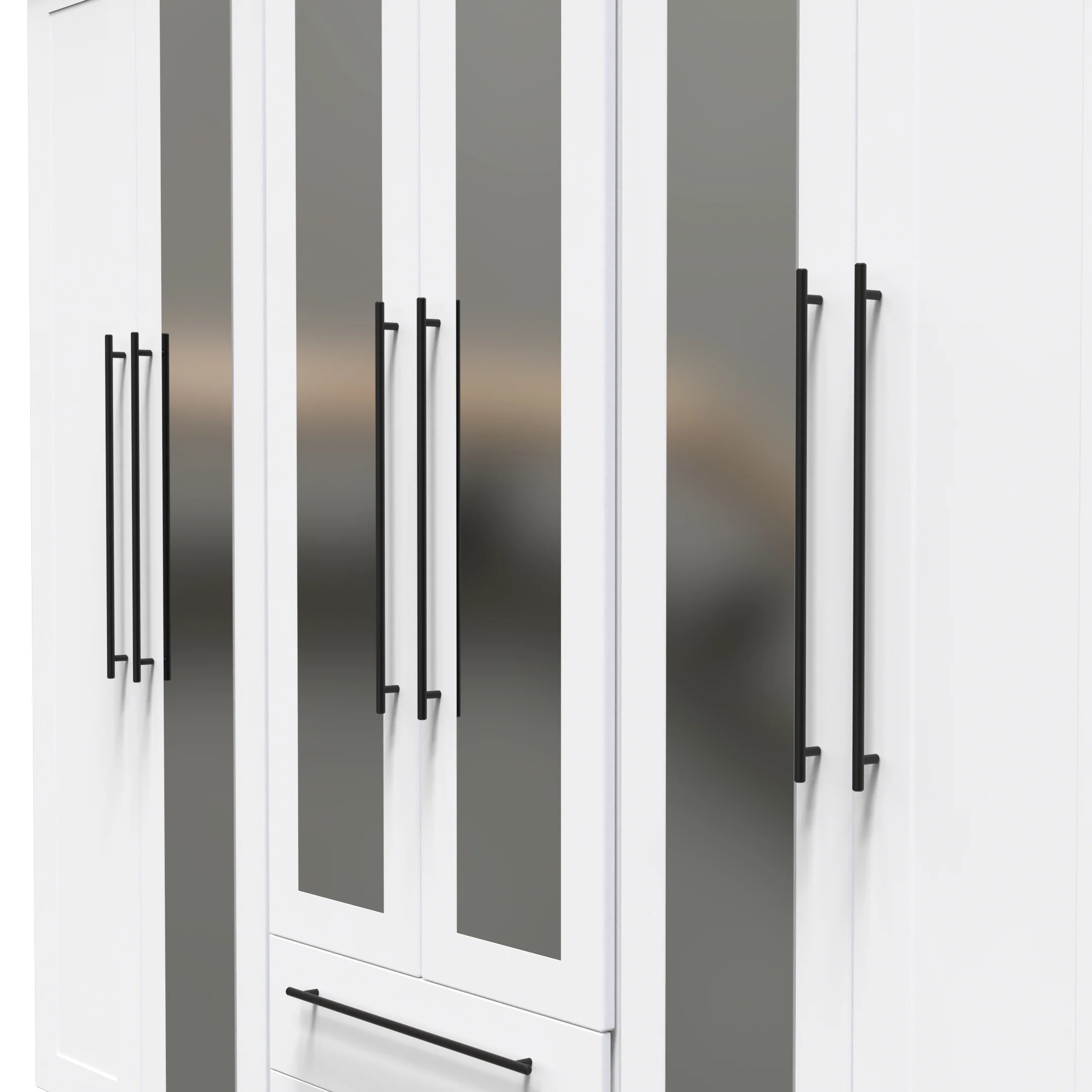 Harrow Ready Assembled Tall 6 Door 2 Drawer 2 Mirror Wardrobe in White Ash - Image 5