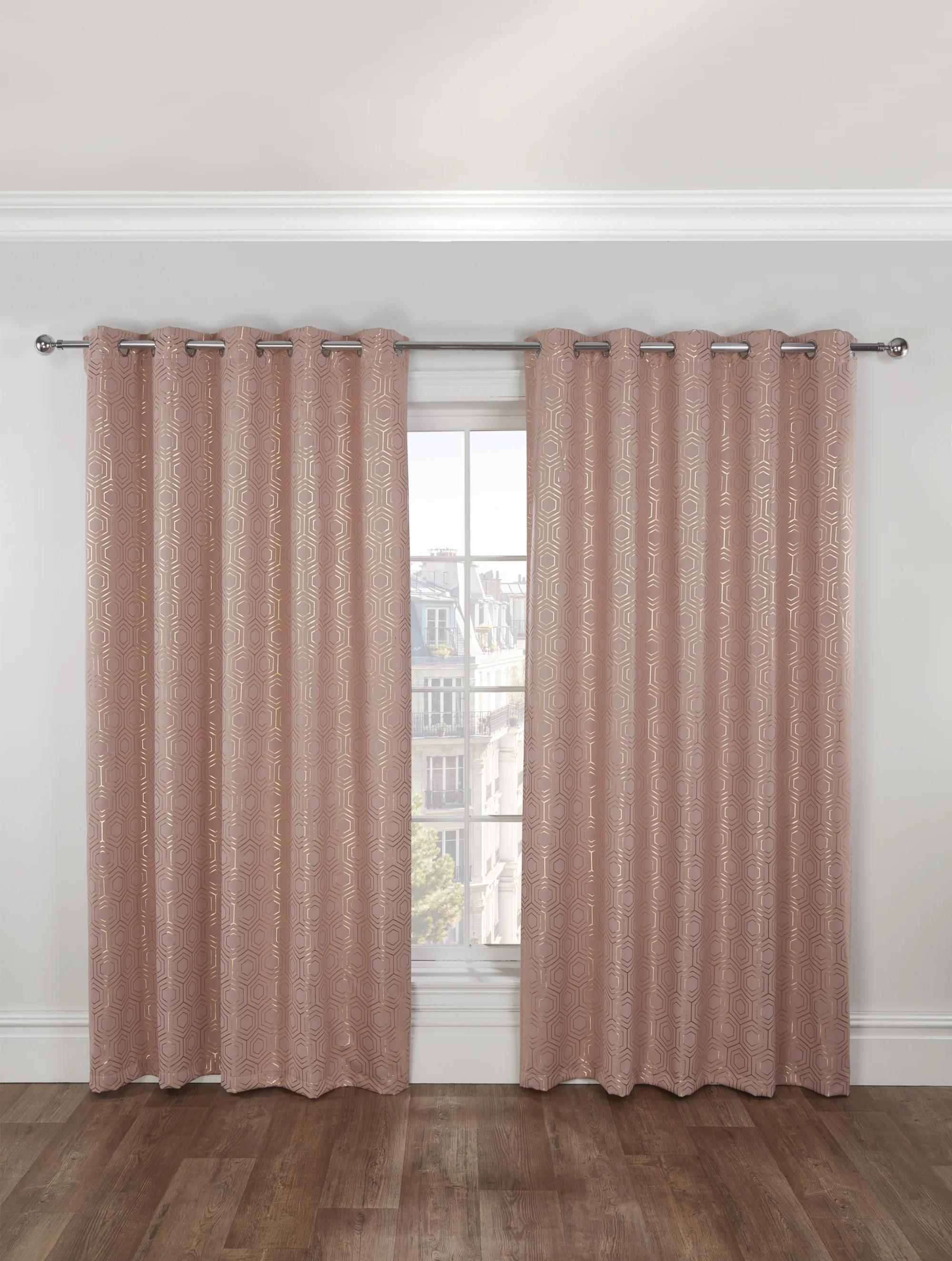 Hartford - Woven Thermal Blackout Eyelet Curtains in Blush Pink - Image 3