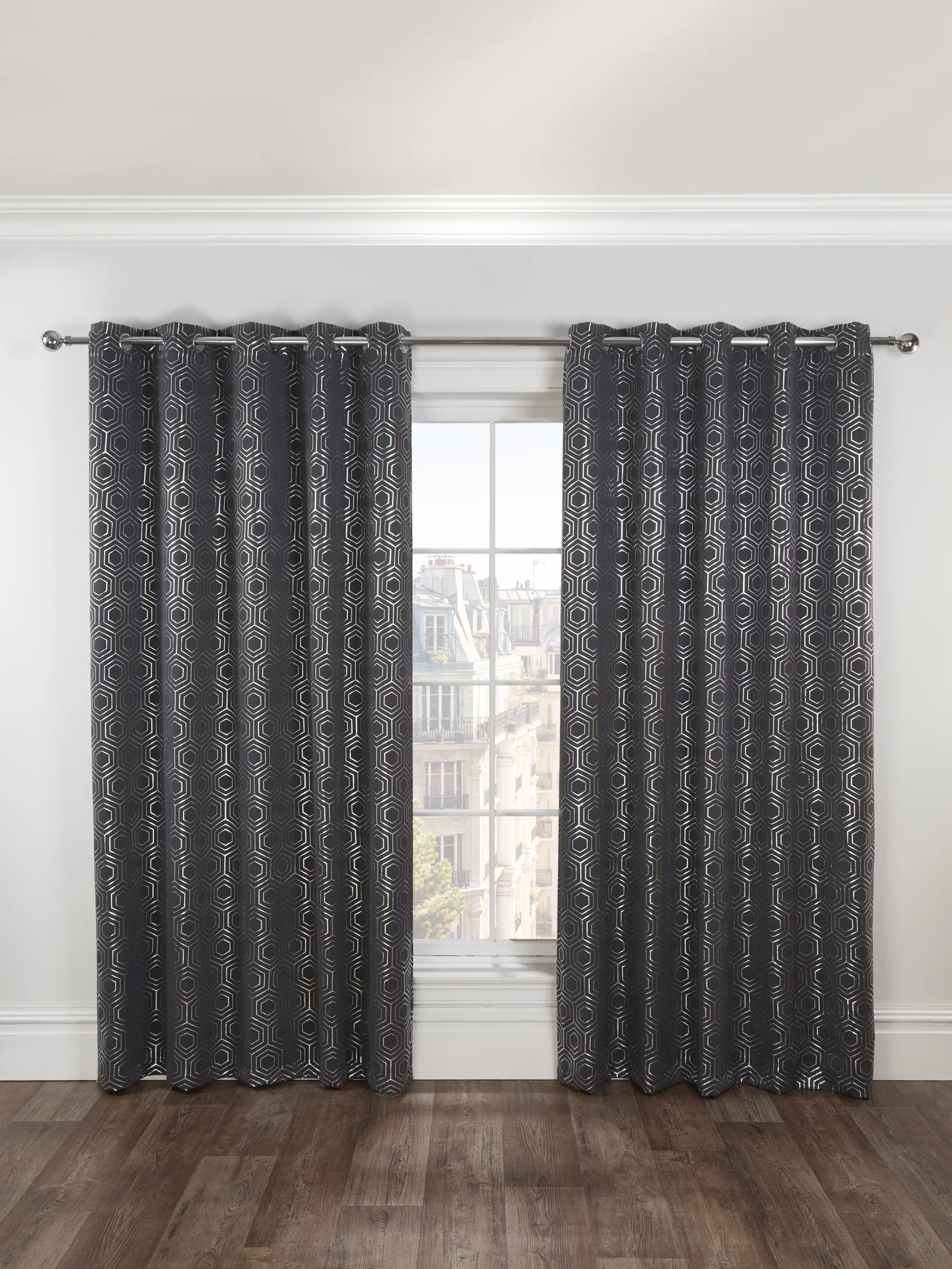 Hartford - Woven Thermal Blackout Eyelet Curtains in Charcoal - Image 3