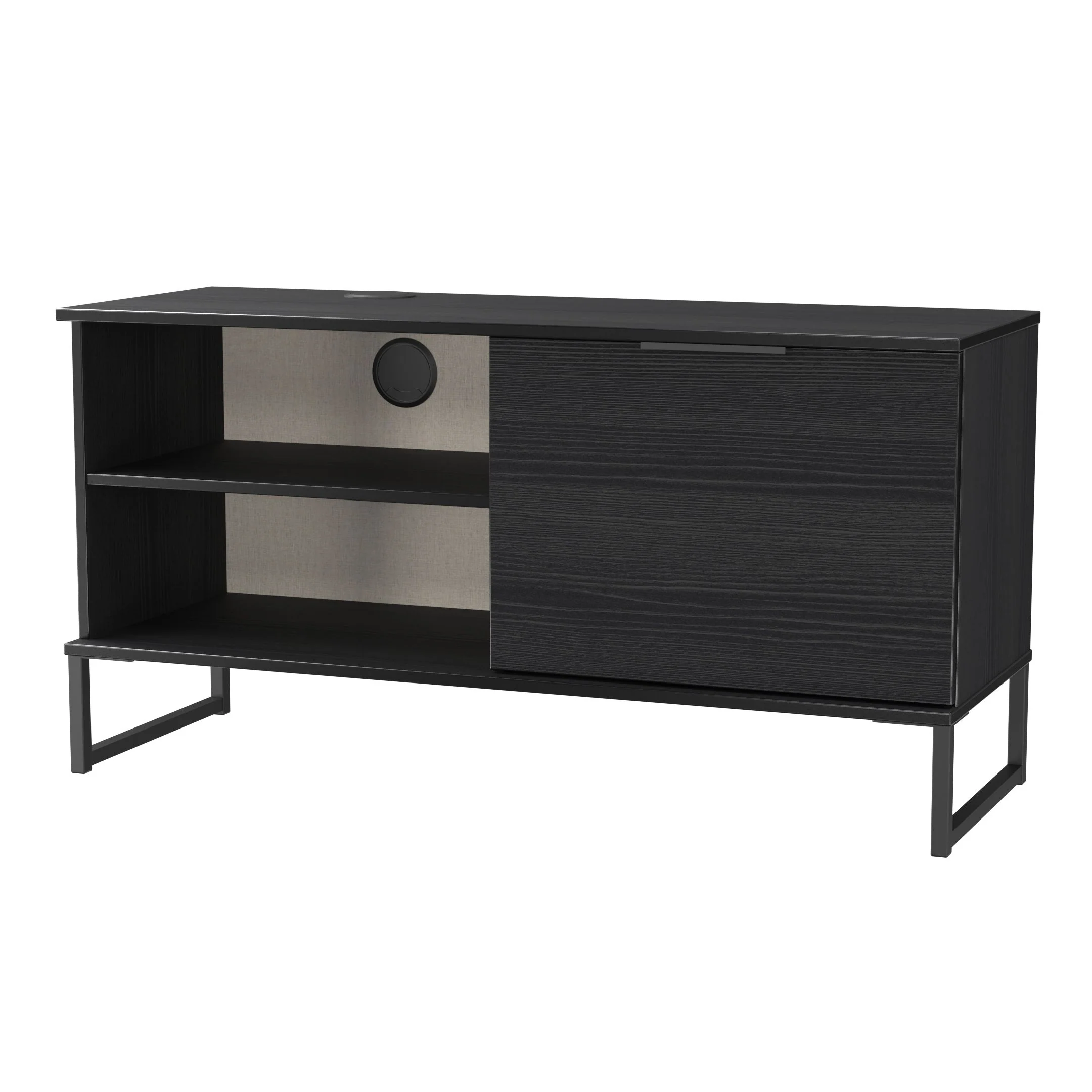 Havana 1 Door Open Shelf TV Unit In Black Ash - Image 4