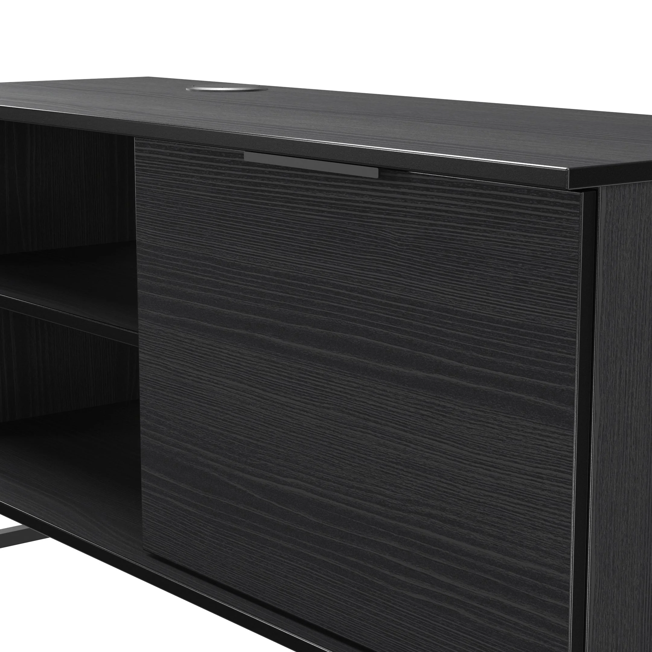 Havana 1 Door Open Shelf TV Unit In Black Ash - Image 5