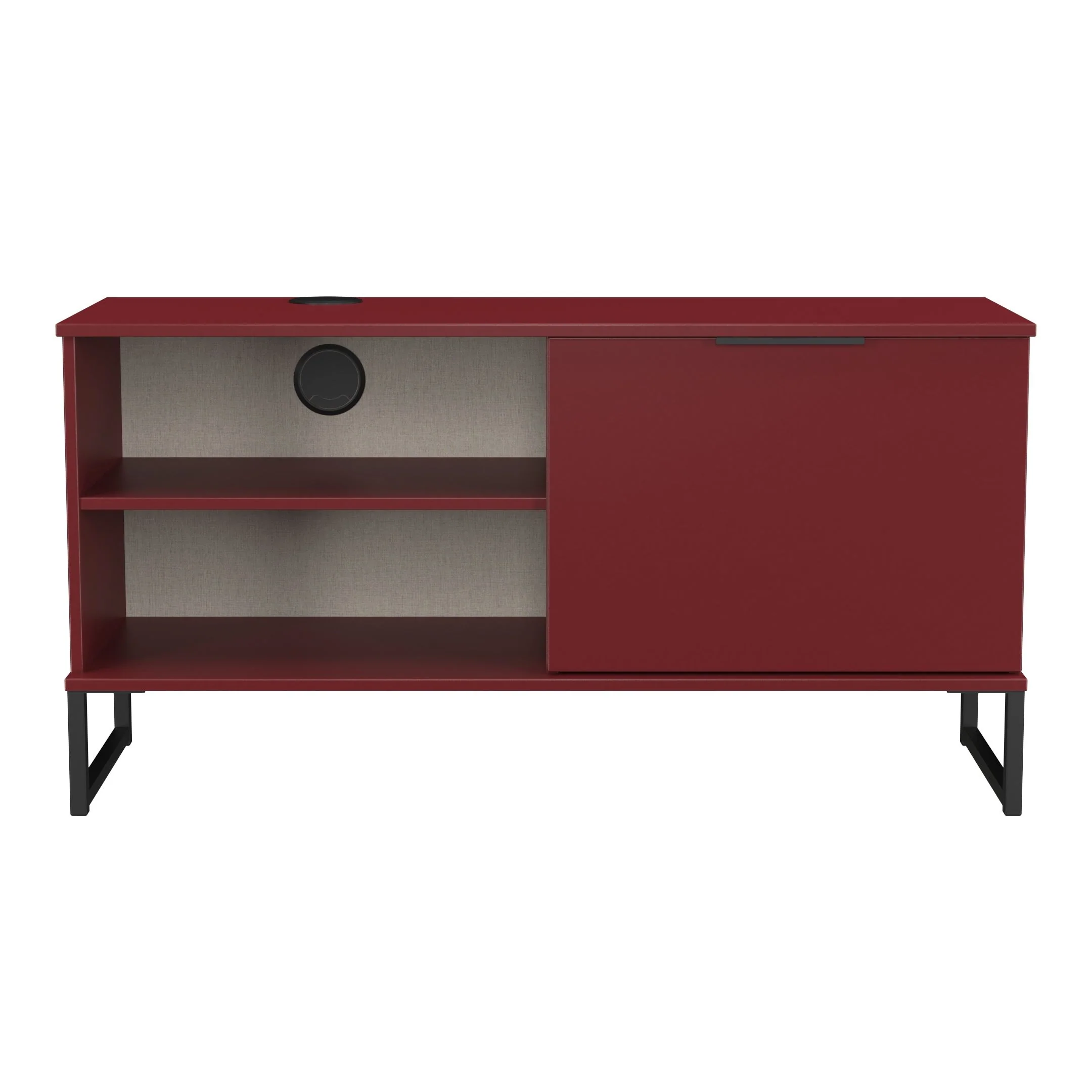 Havana 1 Door Open Shelf TV Unit In Red Matt - Image 2
