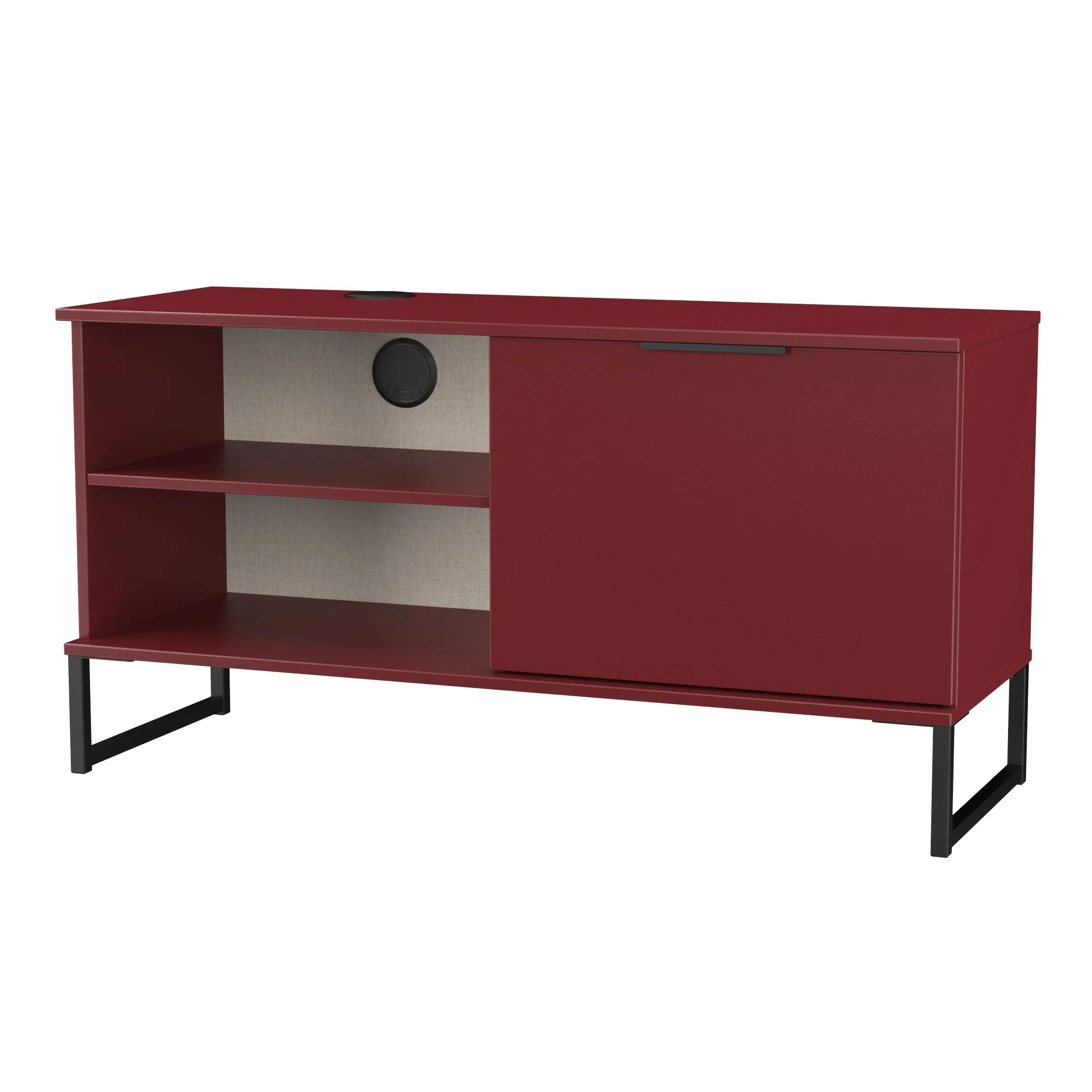 Havana 1 Door Open Shelf TV Unit In Red Matt - Image 4