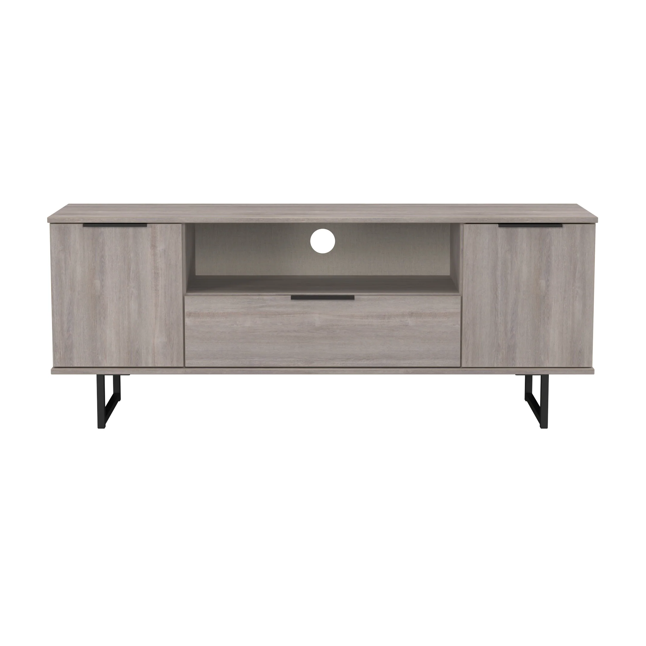 Havana Ready Assembled 2 Door 1 Drawer Wide TV Unit in Grey Oak - Image 2