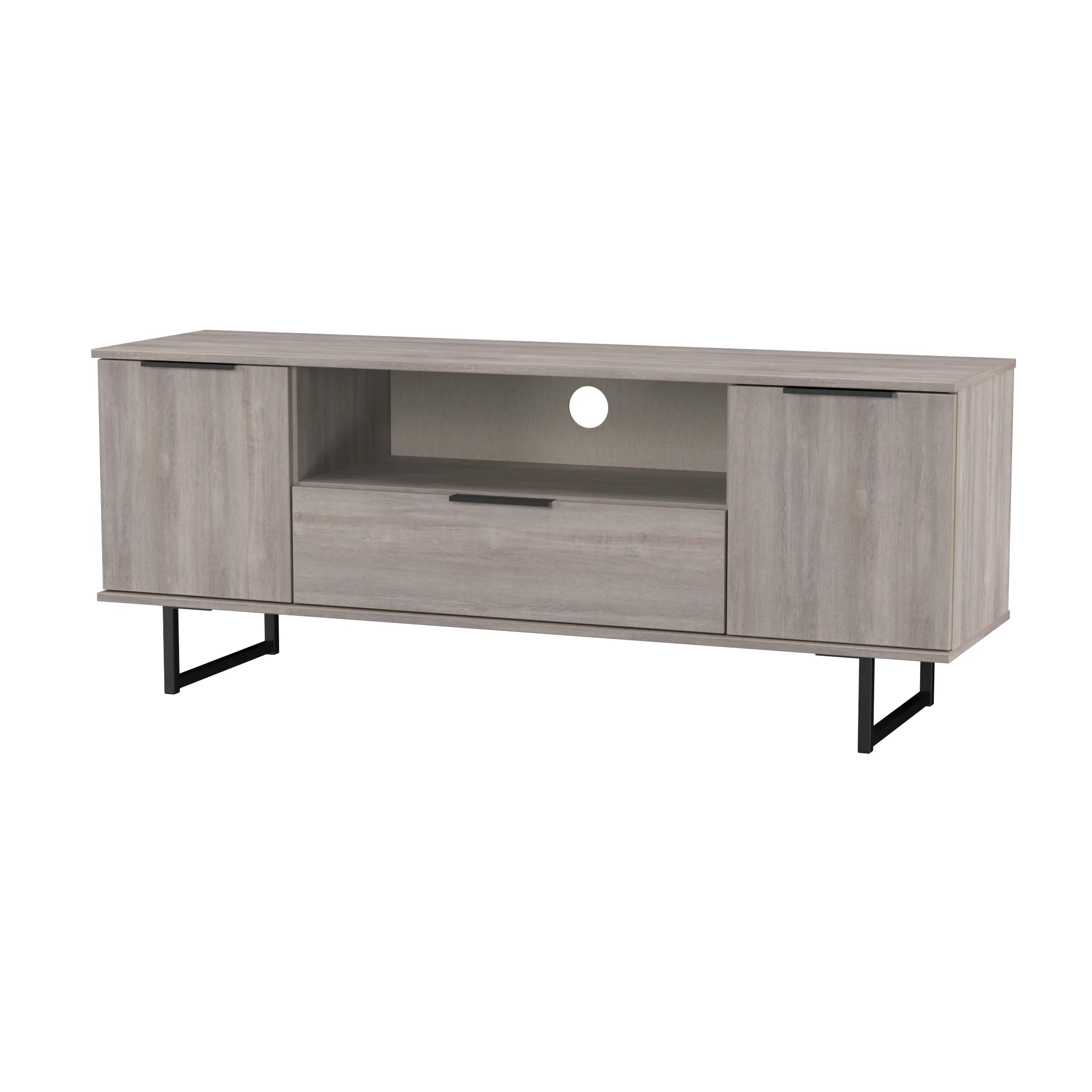 Havana Ready Assembled 2 Door 1 Drawer Wide TV Unit in Grey Oak - Image 4