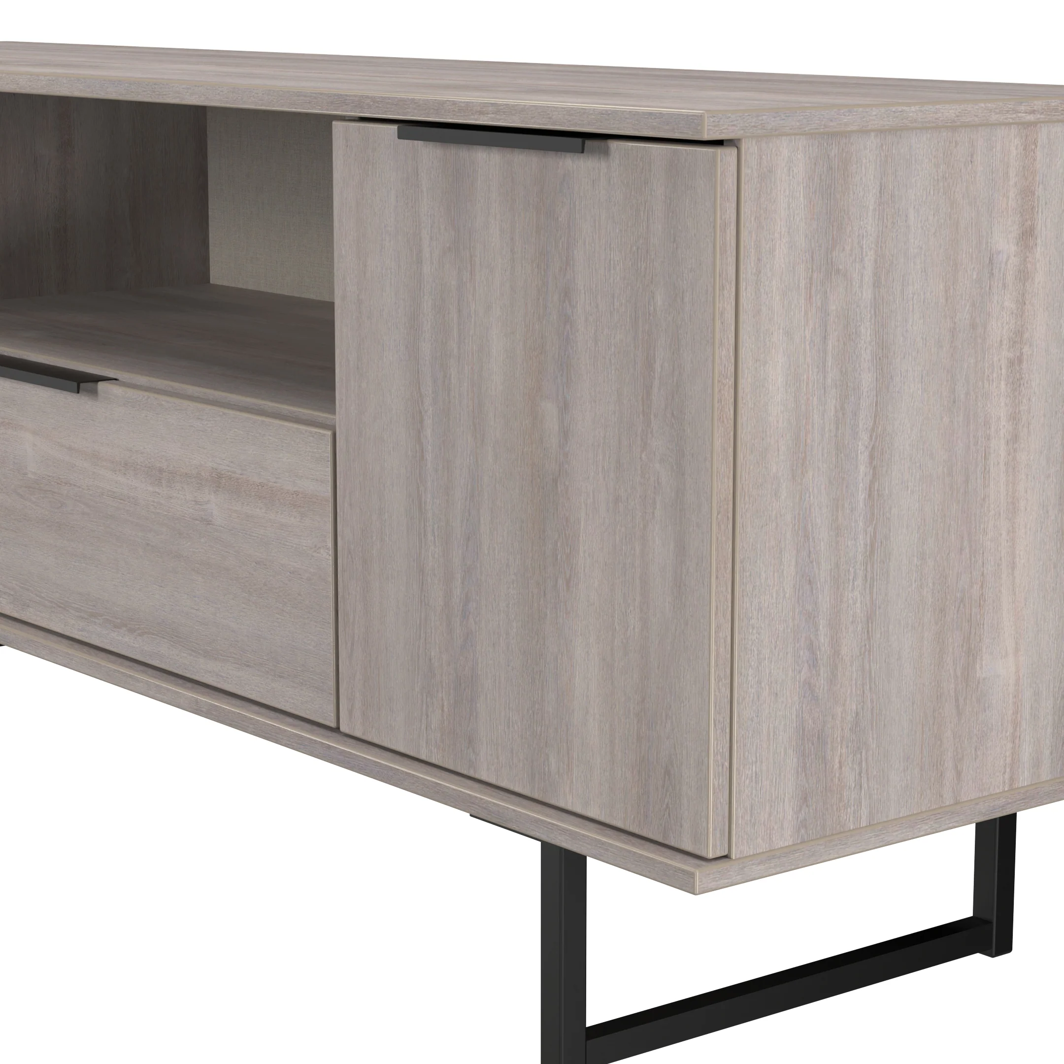 Havana Ready Assembled 2 Door 1 Drawer Wide TV Unit in Grey Oak - Image 5