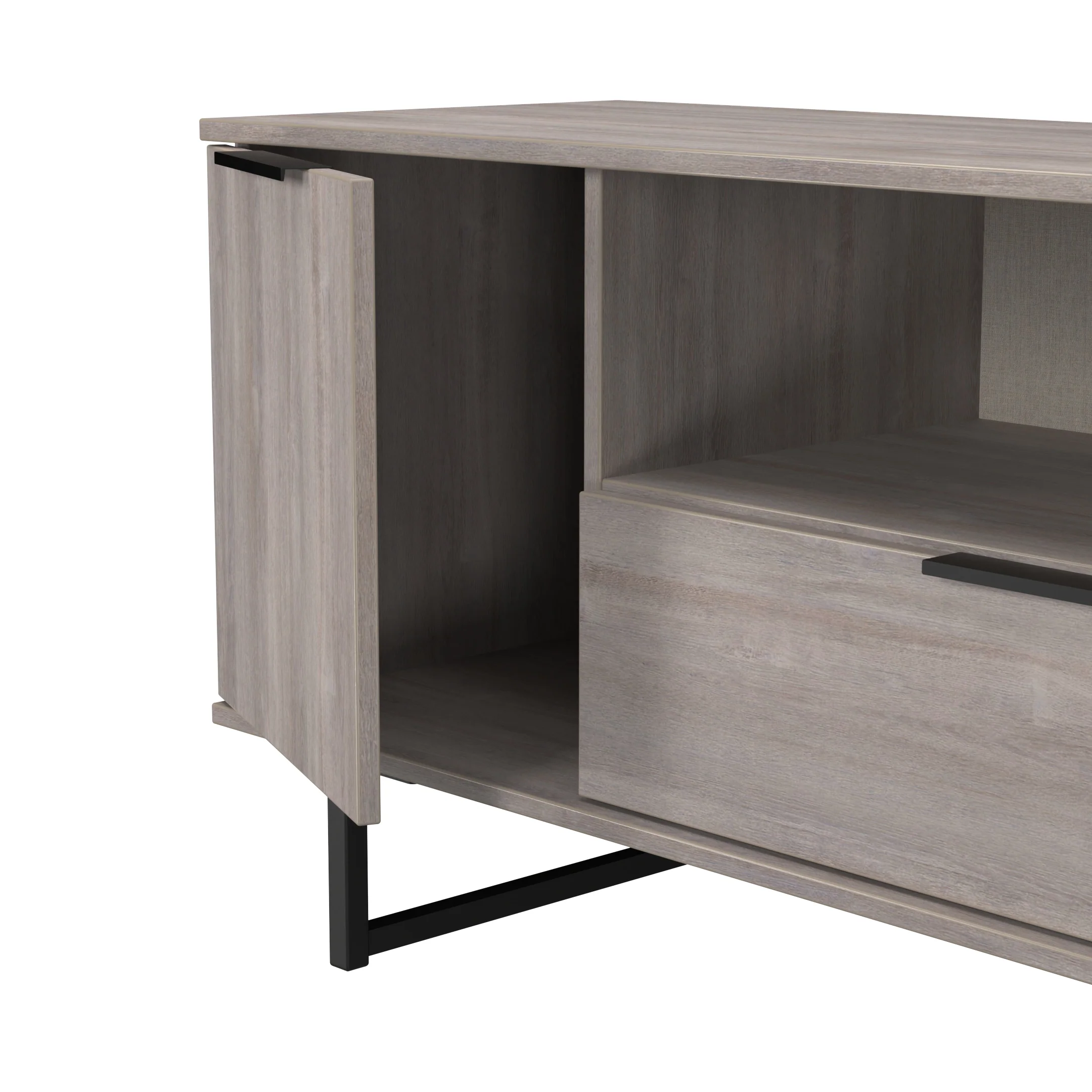 Havana Ready Assembled 2 Door 1 Drawer Wide TV Unit in Grey Oak - Image 6
