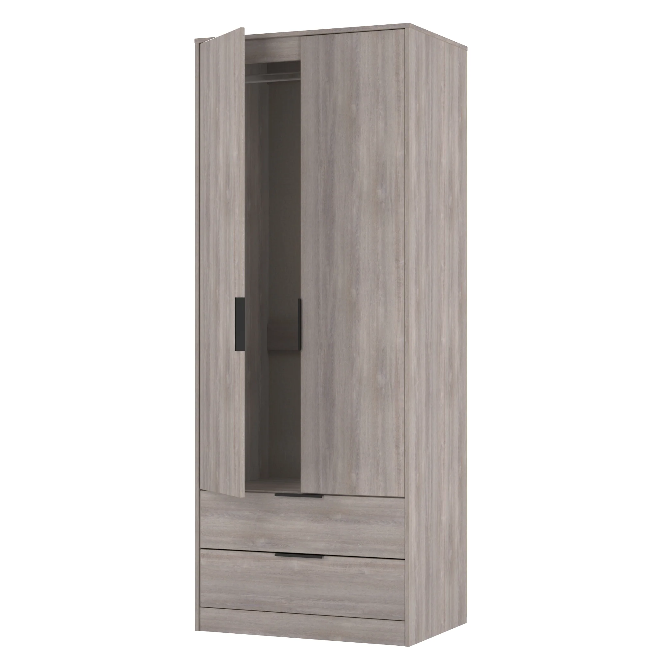 Havana Ready Assembled 2 Door 2 Drawer Wardrobe in Grey Oak - Image 6