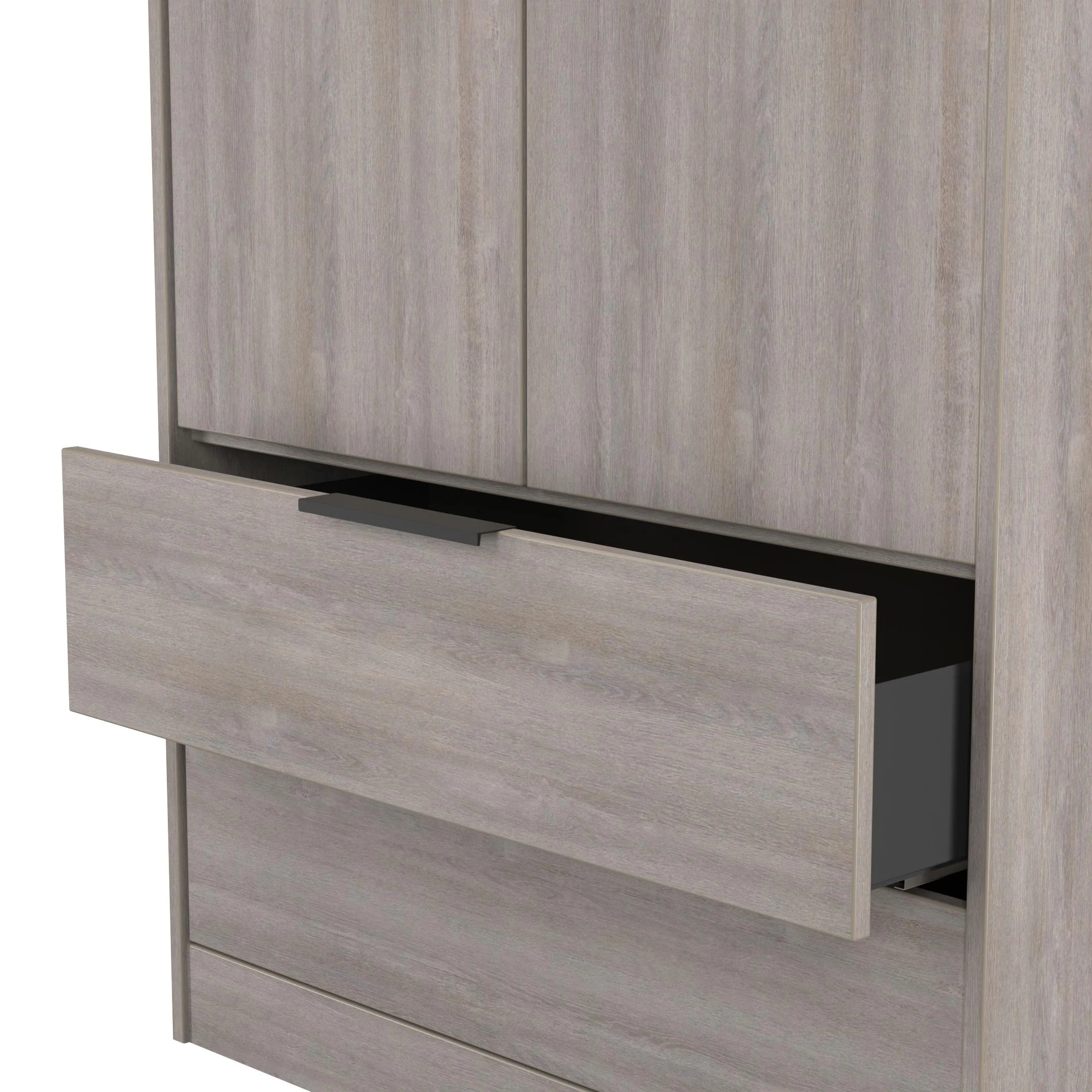 Havana Ready Assembled 2 Door 2 Drawer Wardrobe in Grey Oak - Image 7