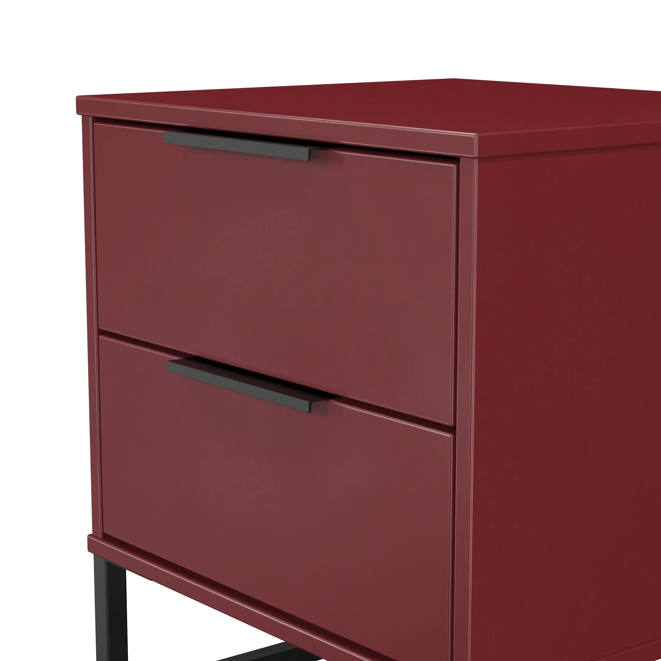 Havana Ready Assembled 2 Drawer Bedside Cabinet in Red Matt - Image 5