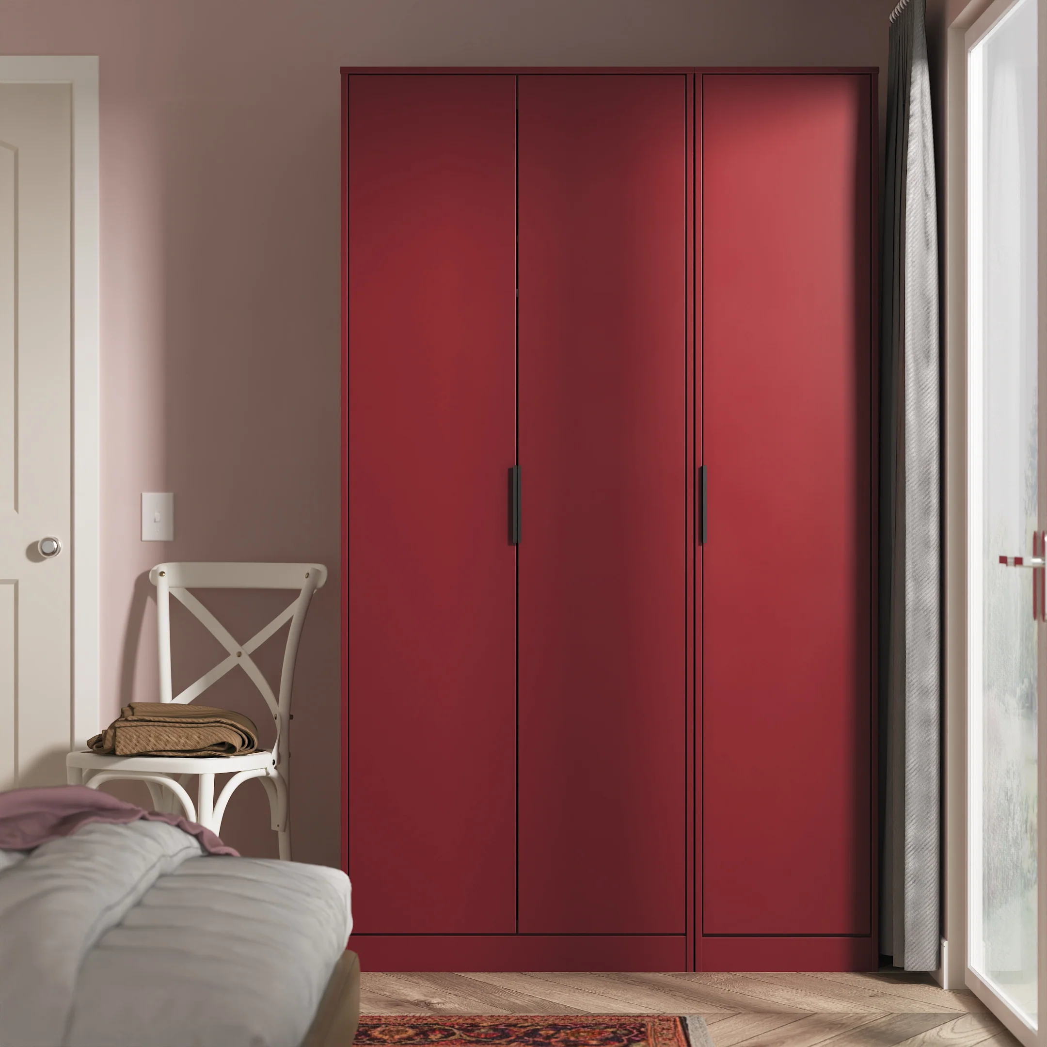 Havana Ready Assembled 3 Door Wardrobe in Red Matt