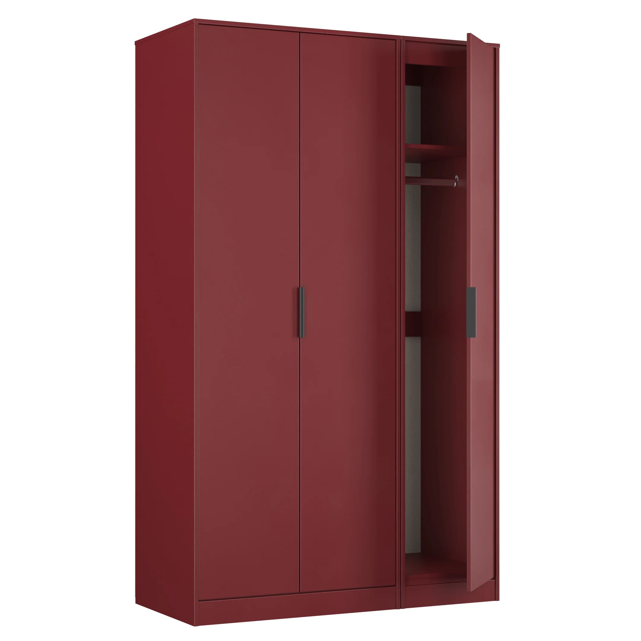 Havana Ready Assembled 3 Door Wardrobe in Red Matt - Image 7