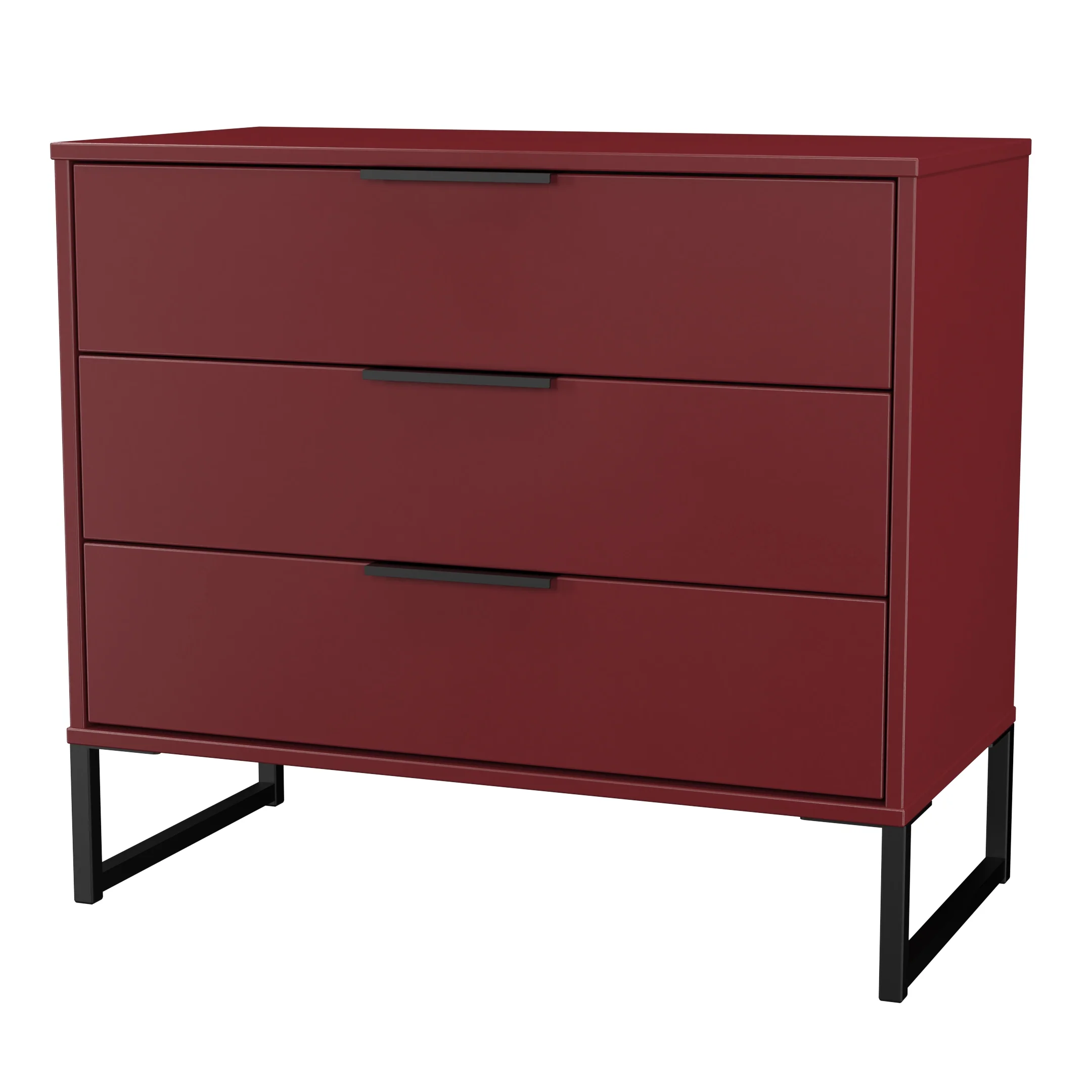 Havana Ready Assembled 3 Drawer Chest in Red Matt - Image 4