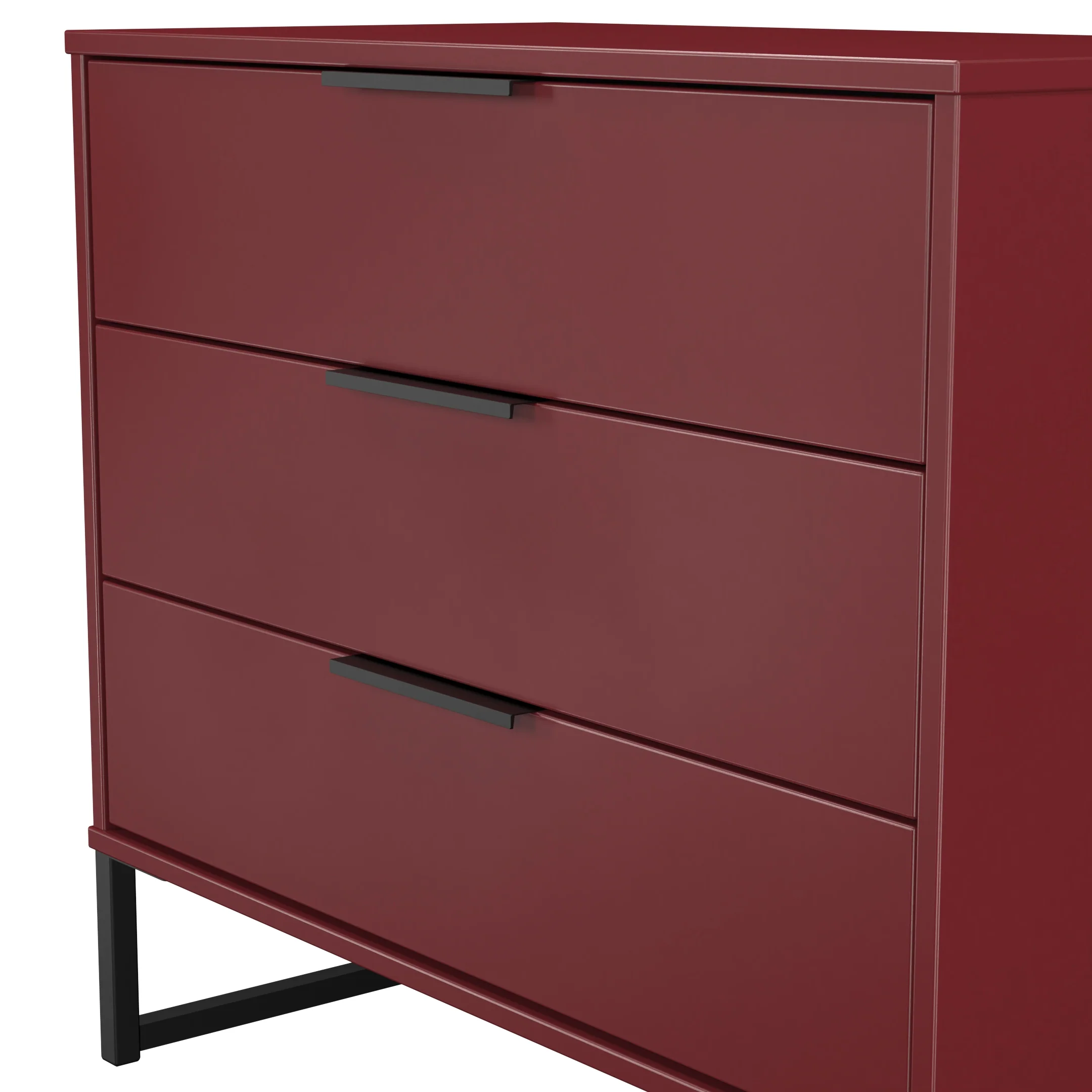Havana Ready Assembled 3 Drawer Chest in Red Matt - Image 5