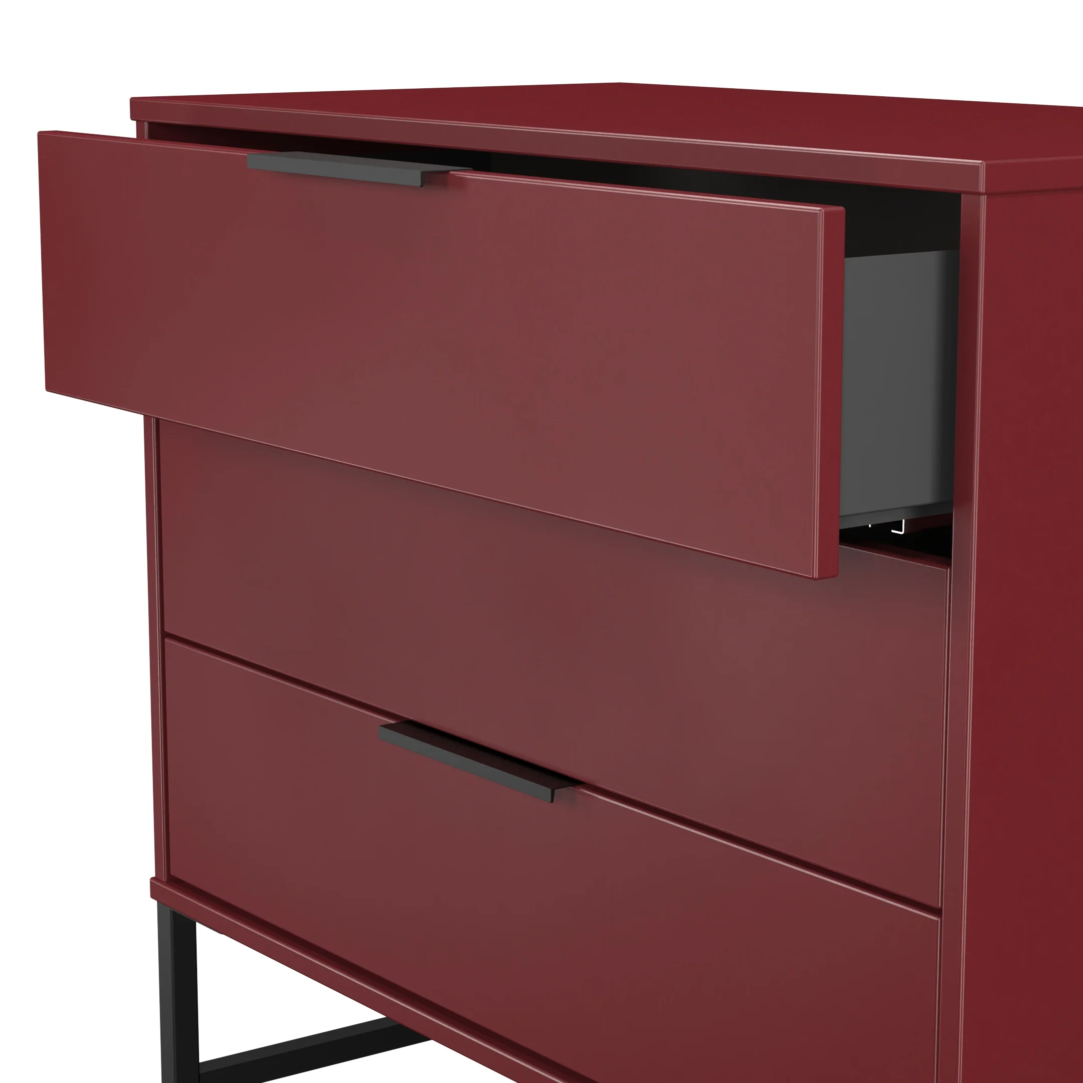 Havana Ready Assembled 3 Drawer Chest in Red Matt - Image 6