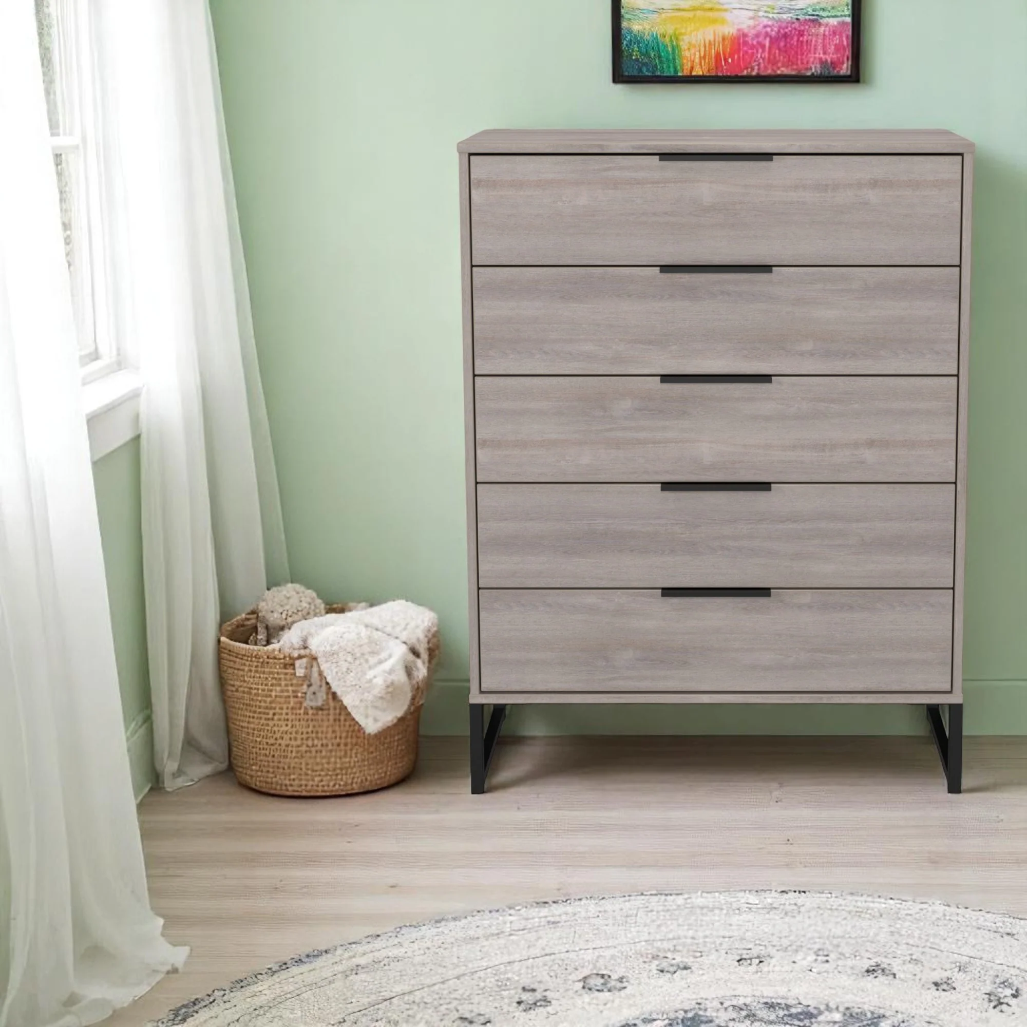 Havana Ready Assembled 5 Drawer Chest in Grey Oak