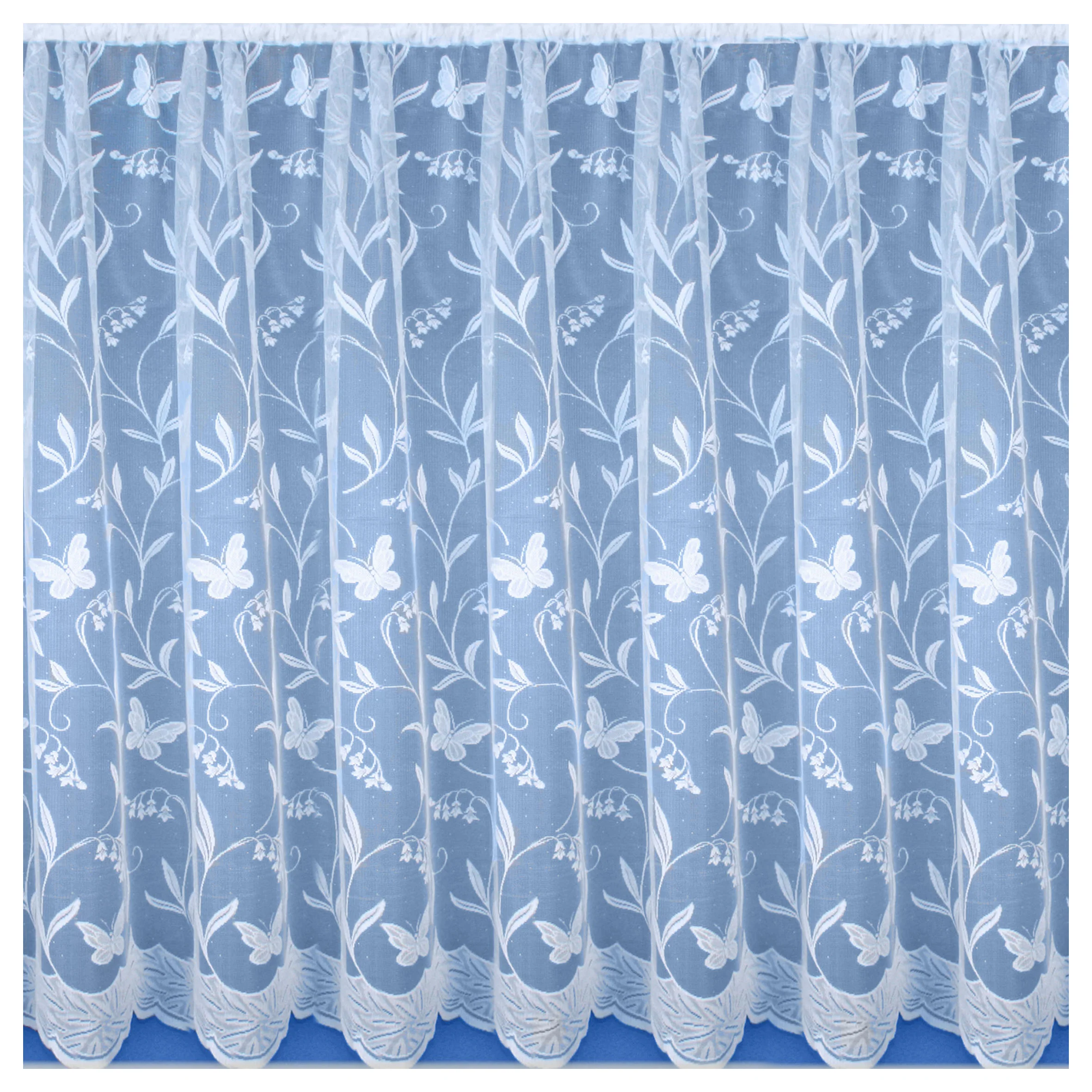 Hawaii Lace Floral White Net Cut Panel with Butterflies