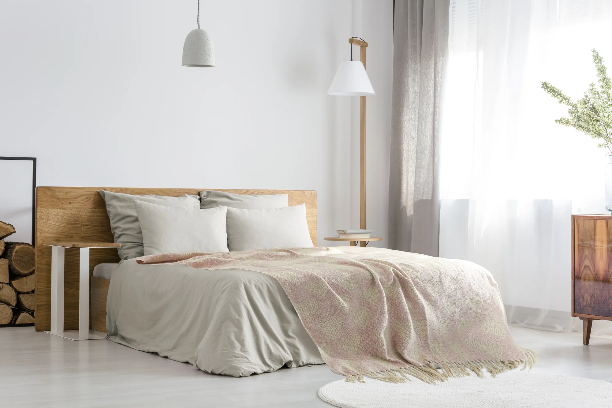 Heart - Recycled Cotton Throw With Heart Design in Blush Pink (90" x 100") - Image 5