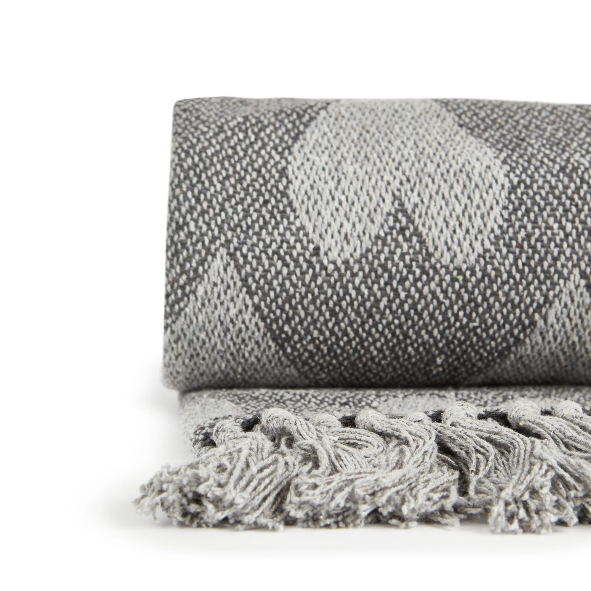 Heart - Recycled Cotton Throw With Heart Design In Grey (70" x 100")