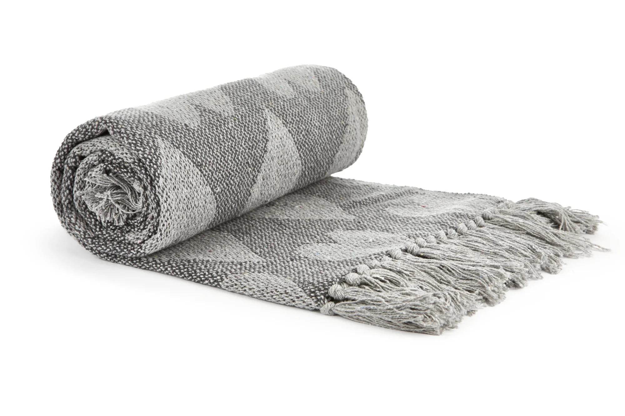 Heart - Recycled Cotton Throw With Heart Design In Grey (70" x 100") - Image 3