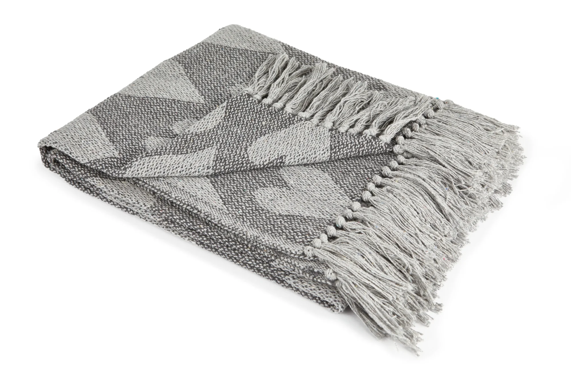 Heart - Recycled Cotton Throw With Heart Design In Grey (50" x 60") - Image 2