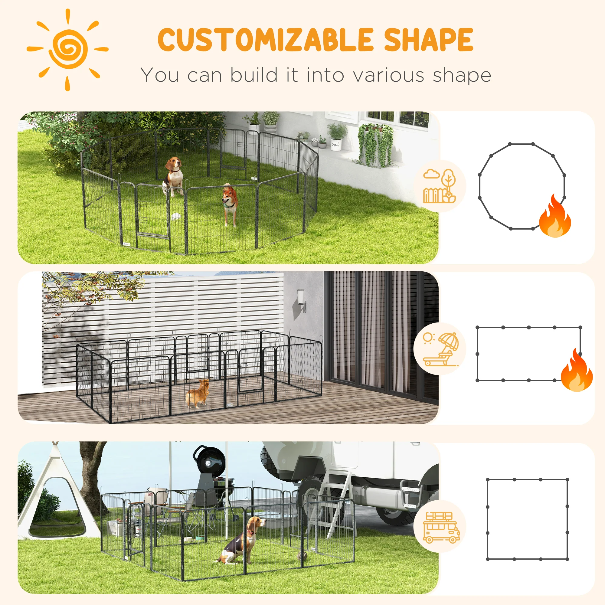 Heavy Duty Puppy Play Pen, 12 Panels Pet Exercise Pen, for Indoors, Outdoors - Image 3