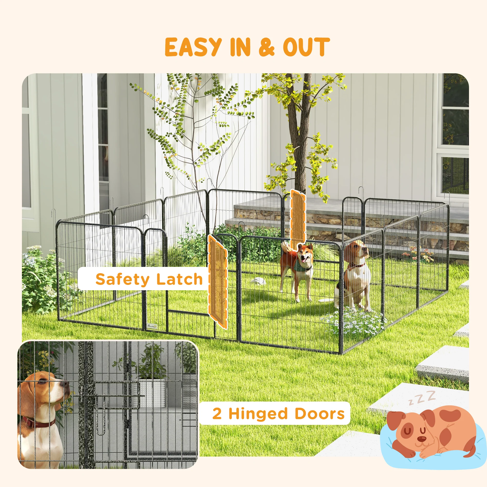 Heavy Duty Puppy Play Pen, 12 Panels Pet Exercise Pen, for Indoors, Outdoors - Image 4