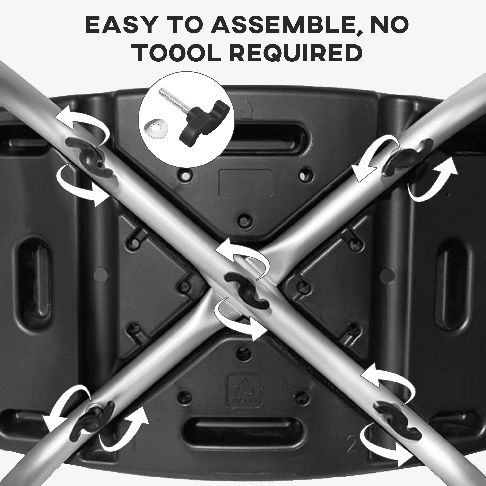 Height Adjustable Shower Stool W/ Non-Slip Foot Pads For Elderly Disabled Black - Image 4