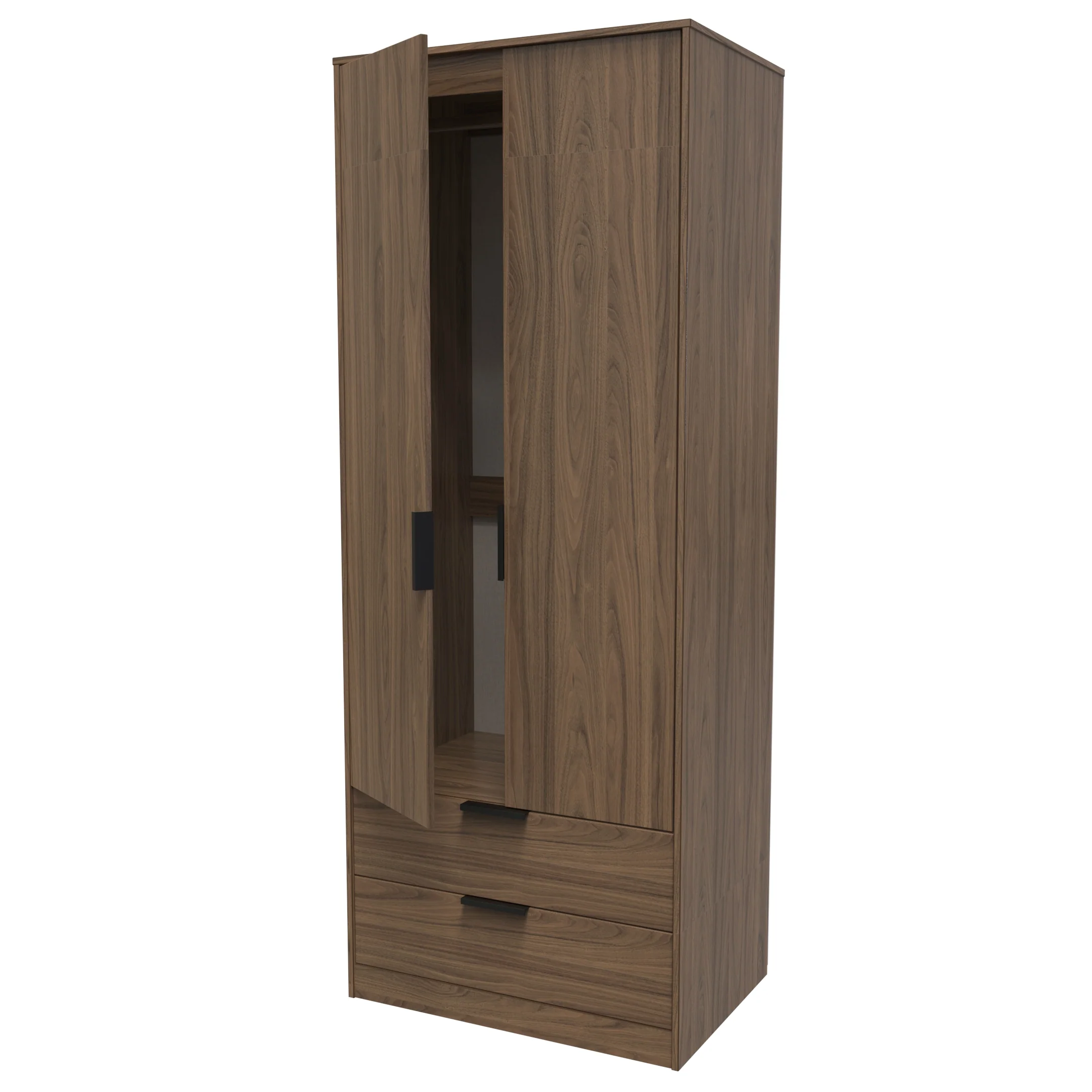 Helsinki Ready Assembled 2 Door 2 Drawer Wardrobe in Carini Walnut - Image 5