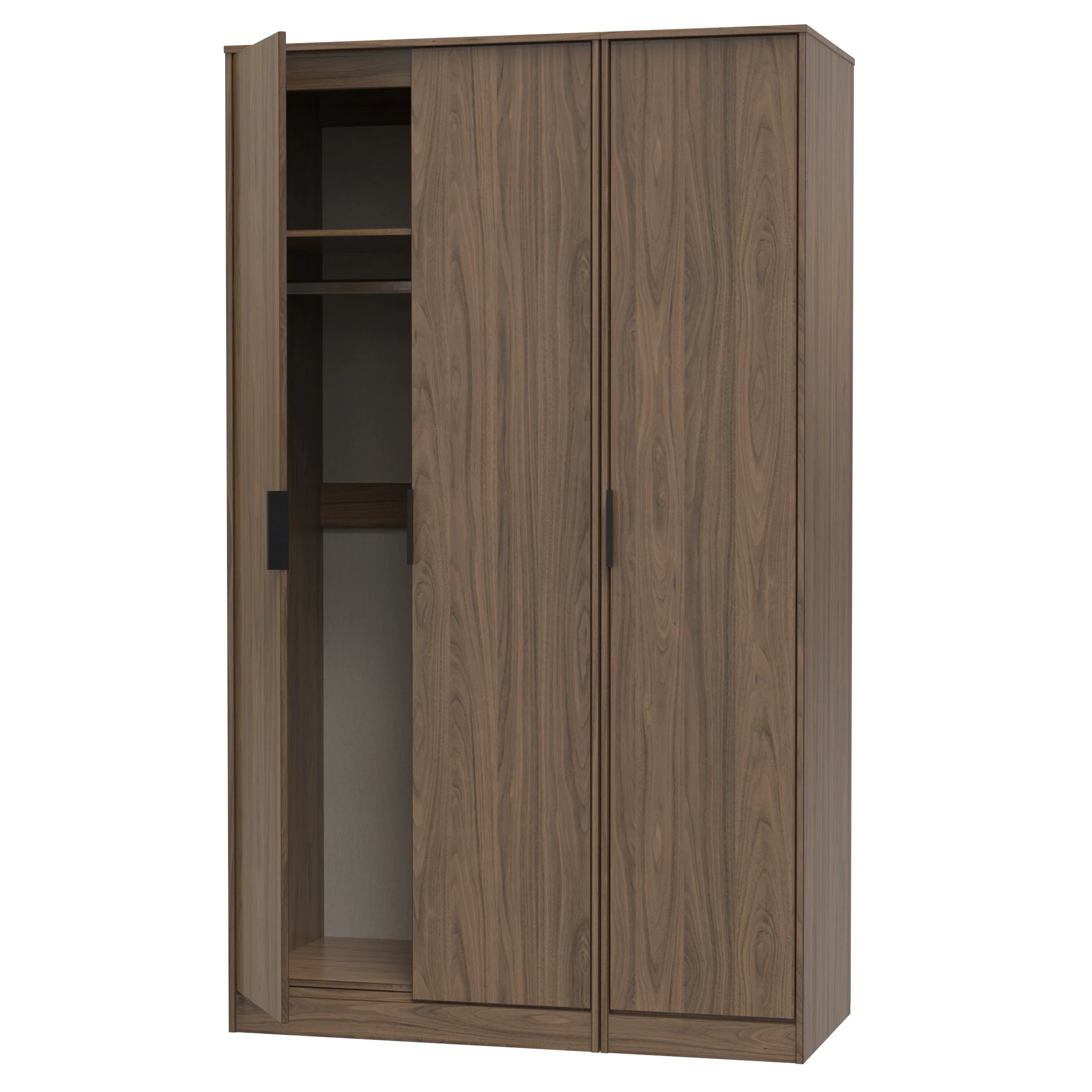 Helsinki Ready Assembled 3 Door Wardrobe in Carini Walnut - Image 5