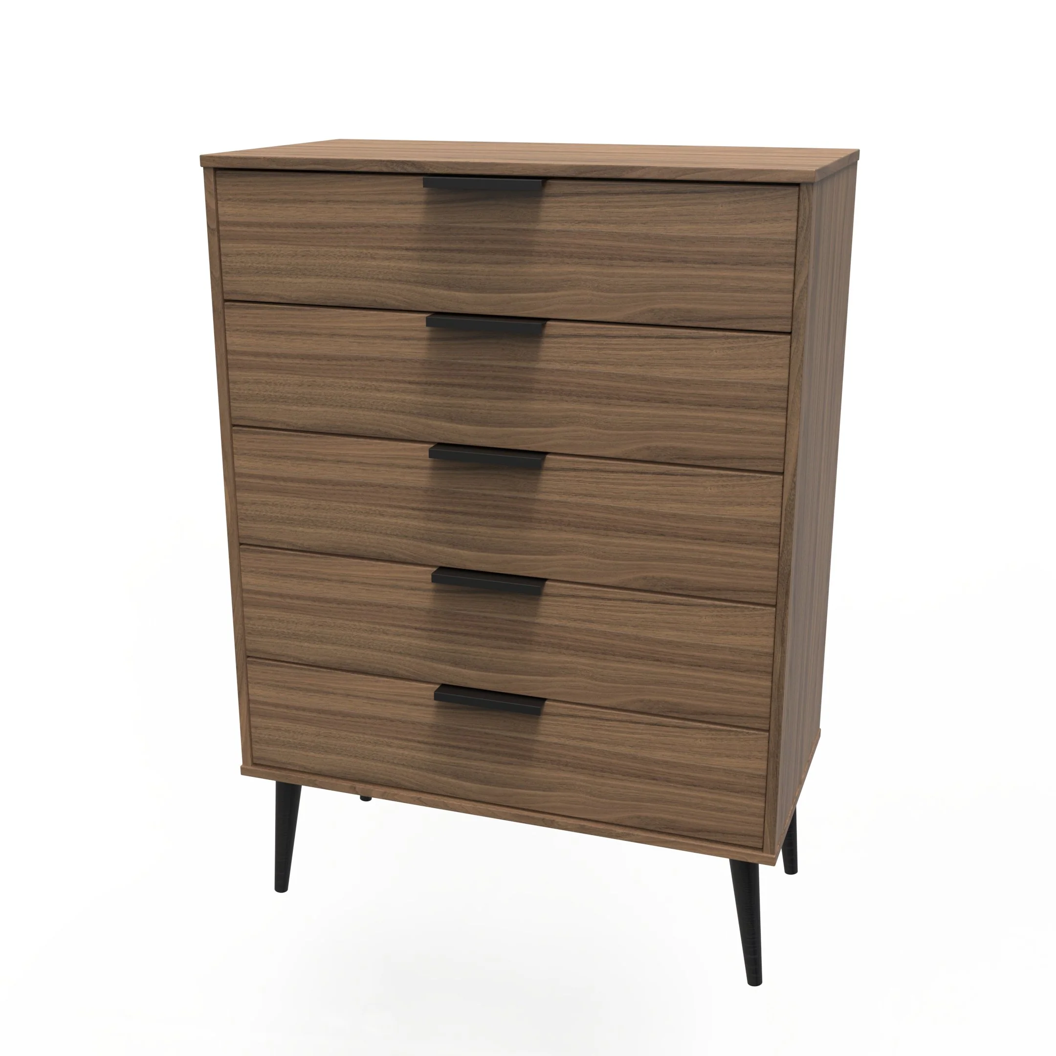 Helsinki Ready Assembled 5 Drawer Chest in Carini Walnut - Image 3