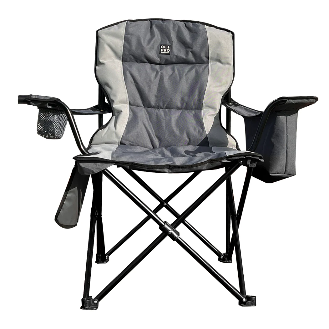 Henwick Padded Folding Camp Chair - Grey & Charcoal