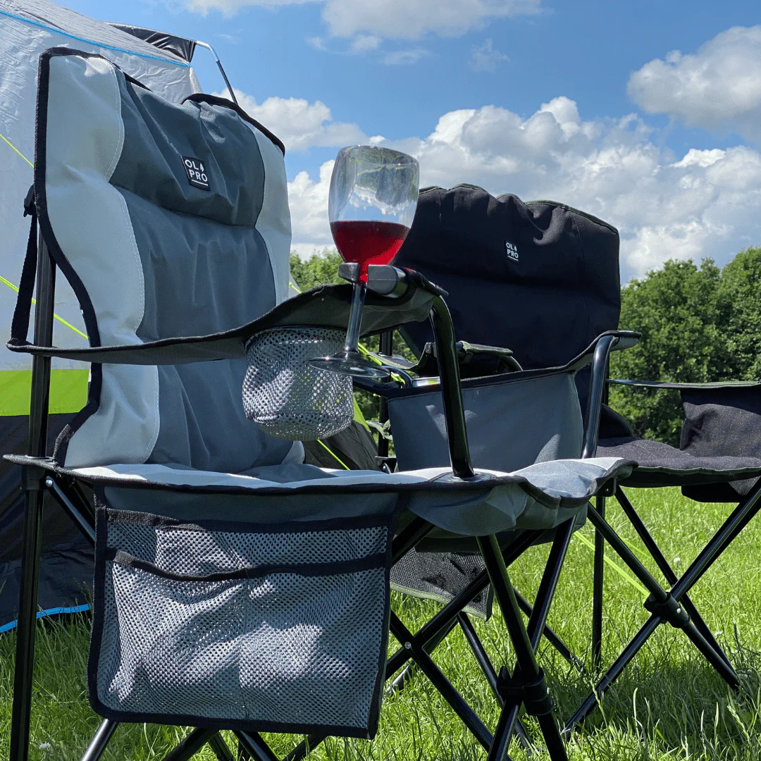 Henwick Padded Folding Camp Chair - Grey & Charcoal - Image 3