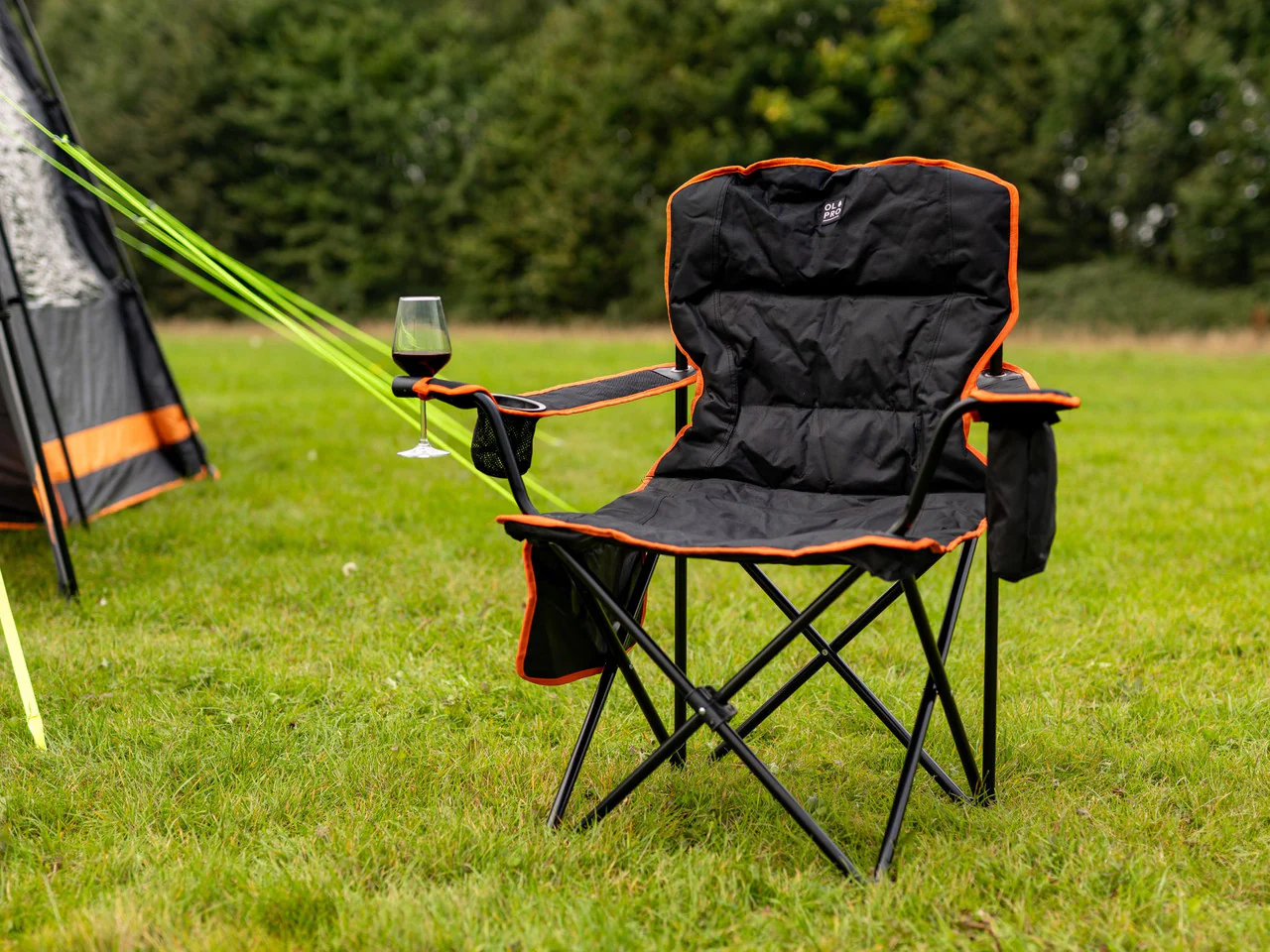 Henwick Padded Folding Camp Chair Orange & Black - Image 2