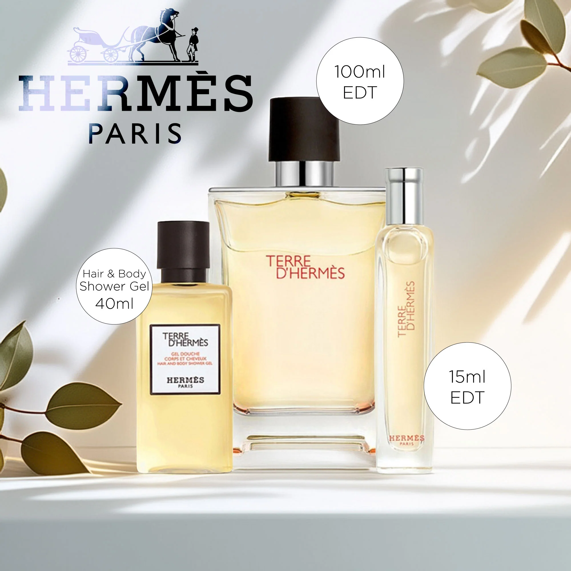 Hermès Terre D'hermès Eau De Toilette 100ml 3 Piece Gift Set: 15ml- Eau De Toilette, Hair And Body Shower Gel 40ml . - Image 6