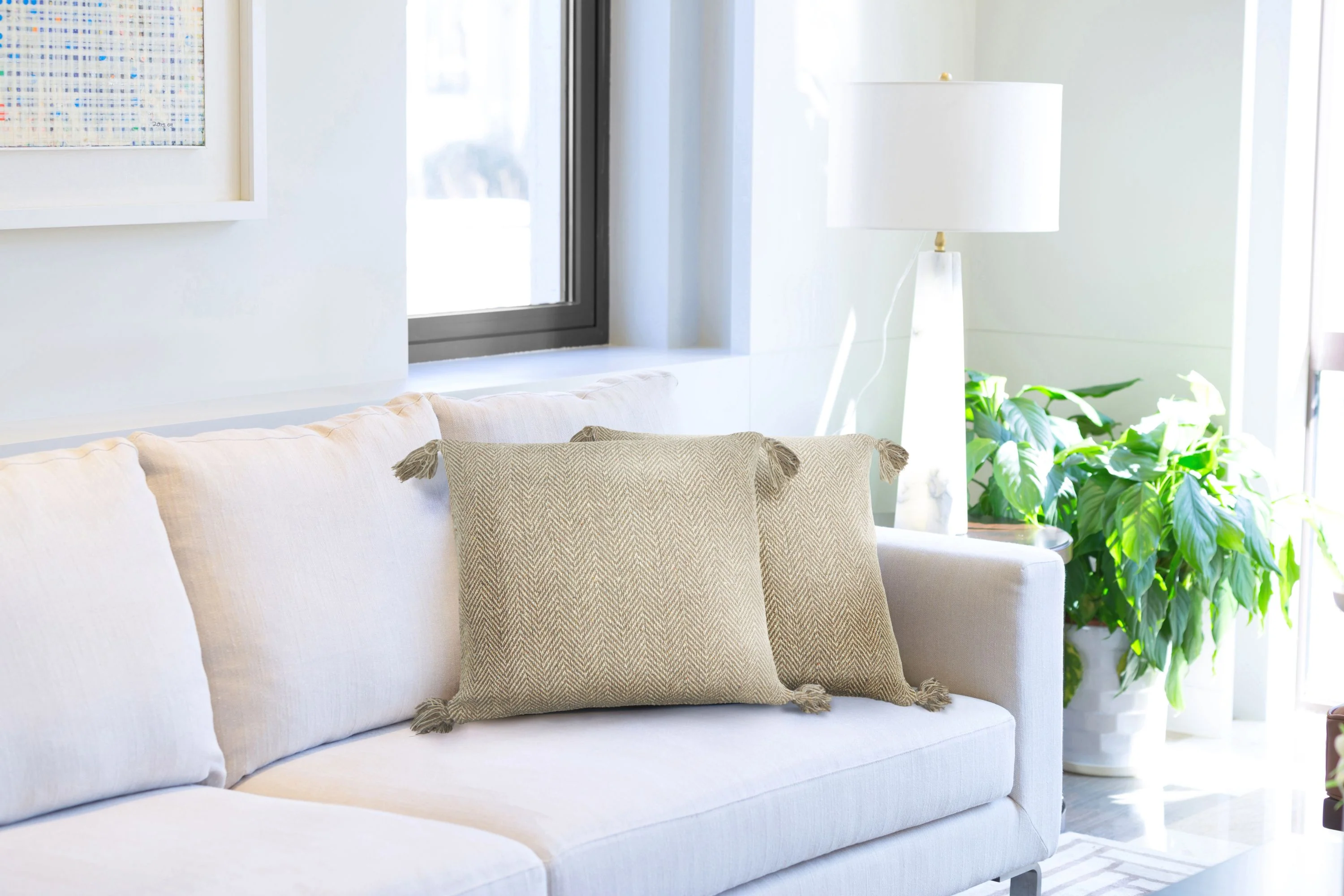 Herringbone - Recycled Cotton Cushion Cover in Natural - Image 2