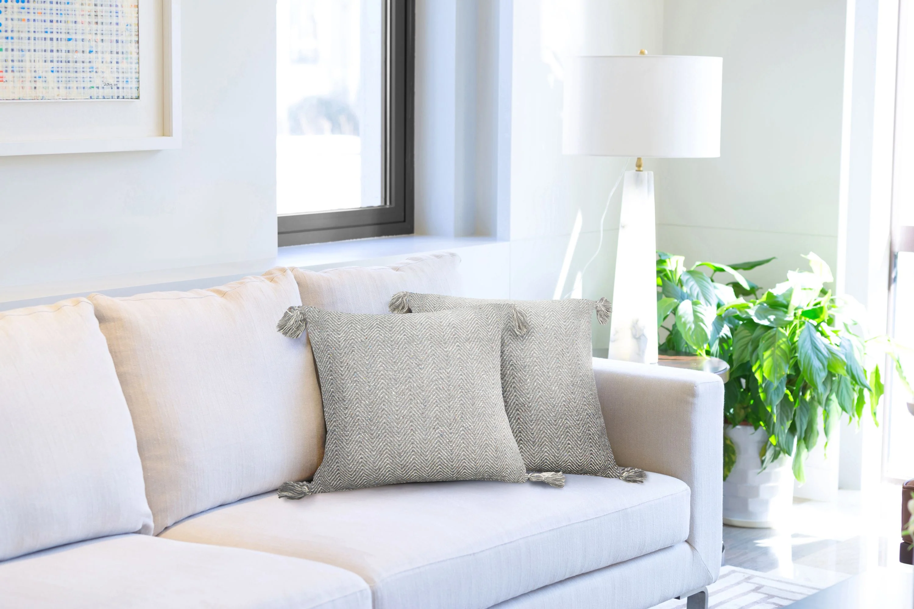 Herringbone - Recycled Cotton Cushion Cover in Silver