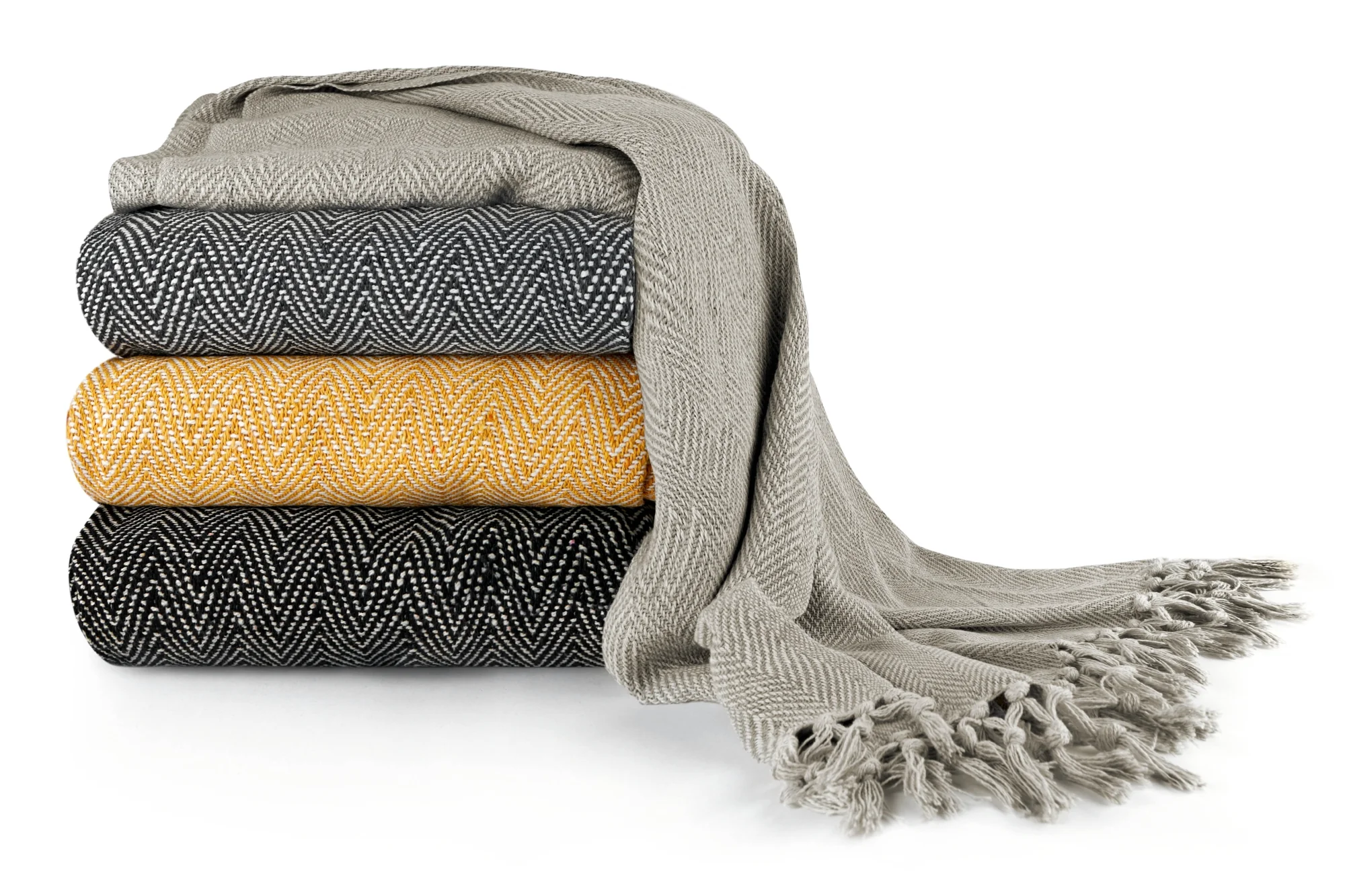 Herringbone - Recycled Cotton Throw in Black (70" x 100") - Image 9