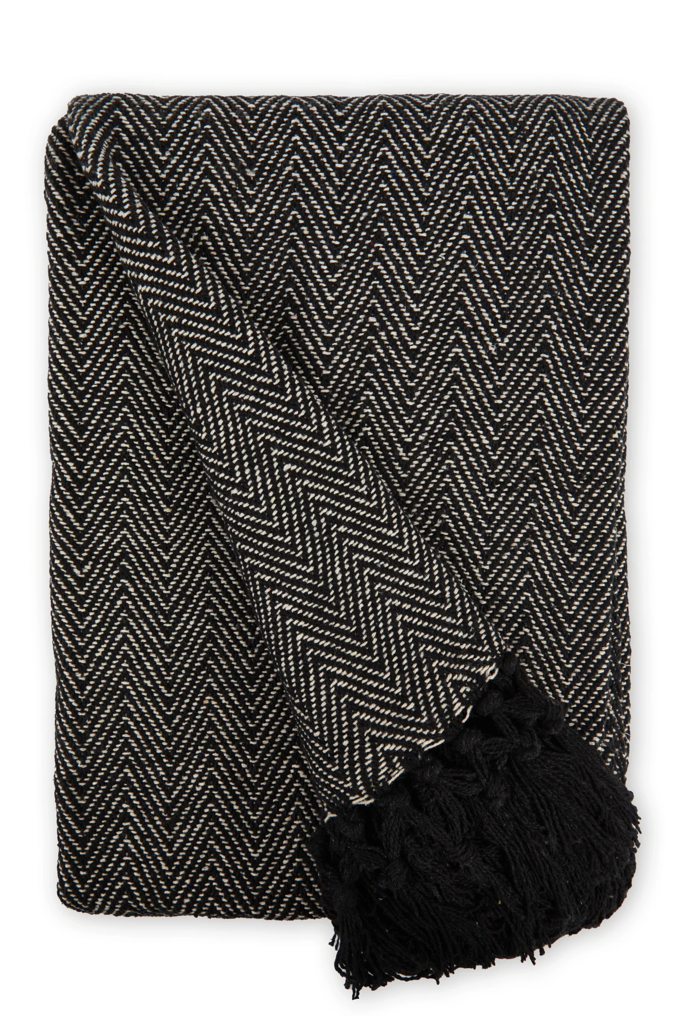 Herringbone - Recycled Cotton Throw in Black (50" x 60") - Image 4